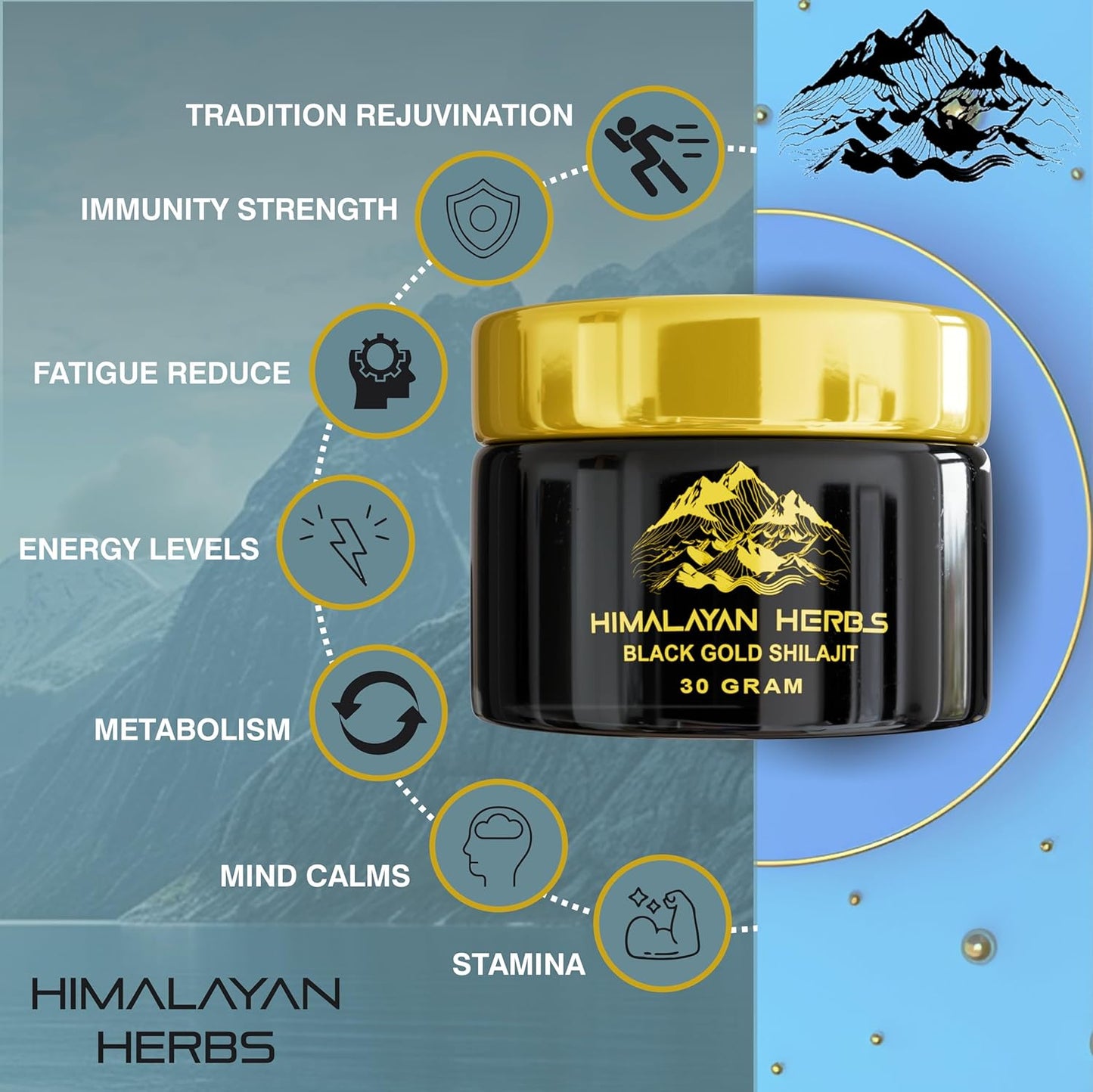 Organic Himalayan Herbs Shilajit Resin 90g | 100% Pure Sundried Gold Grade | Men & Women | Fulvic Acid & 85+ Trace Minerals | Organic