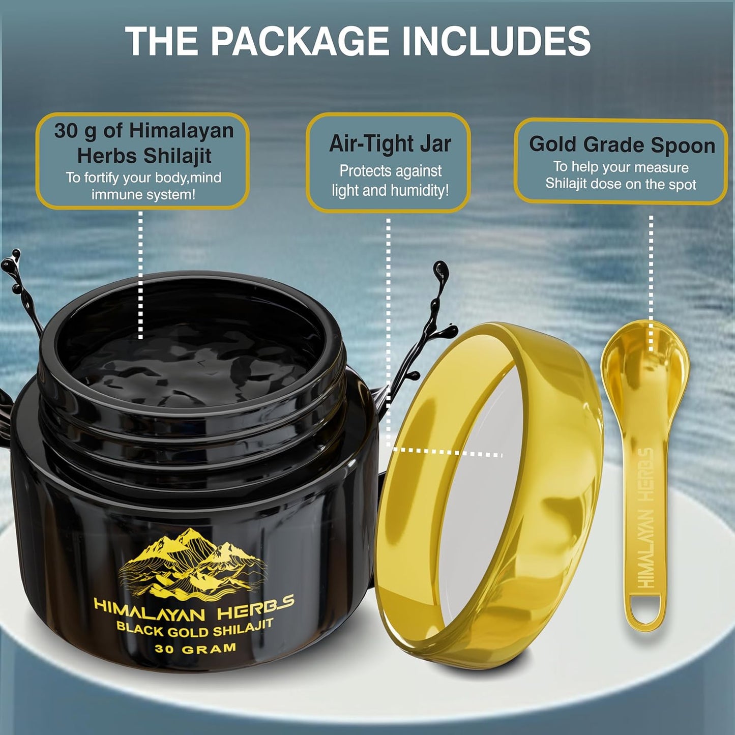 Organic Himalayan Herbs Shilajit Resin 90g | 100% Pure Sundried Gold Grade | Men & Women | Fulvic Acid & 85+ Trace Minerals | Organic