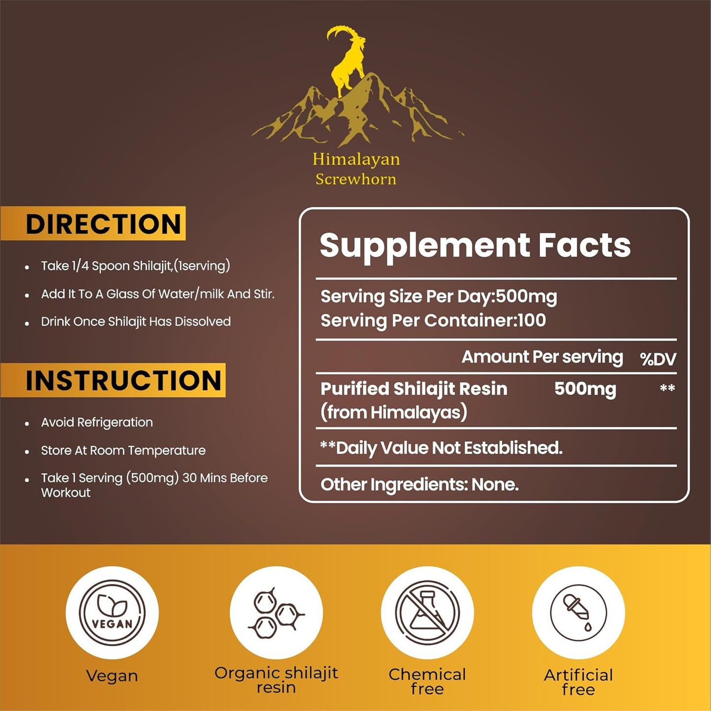 Organic Himalayan Screwhorn Shilajit Resin 50g - High Potency for Men and Women - 85+ Trace Minerals - Rich in Flavic Acid - 100 Servings