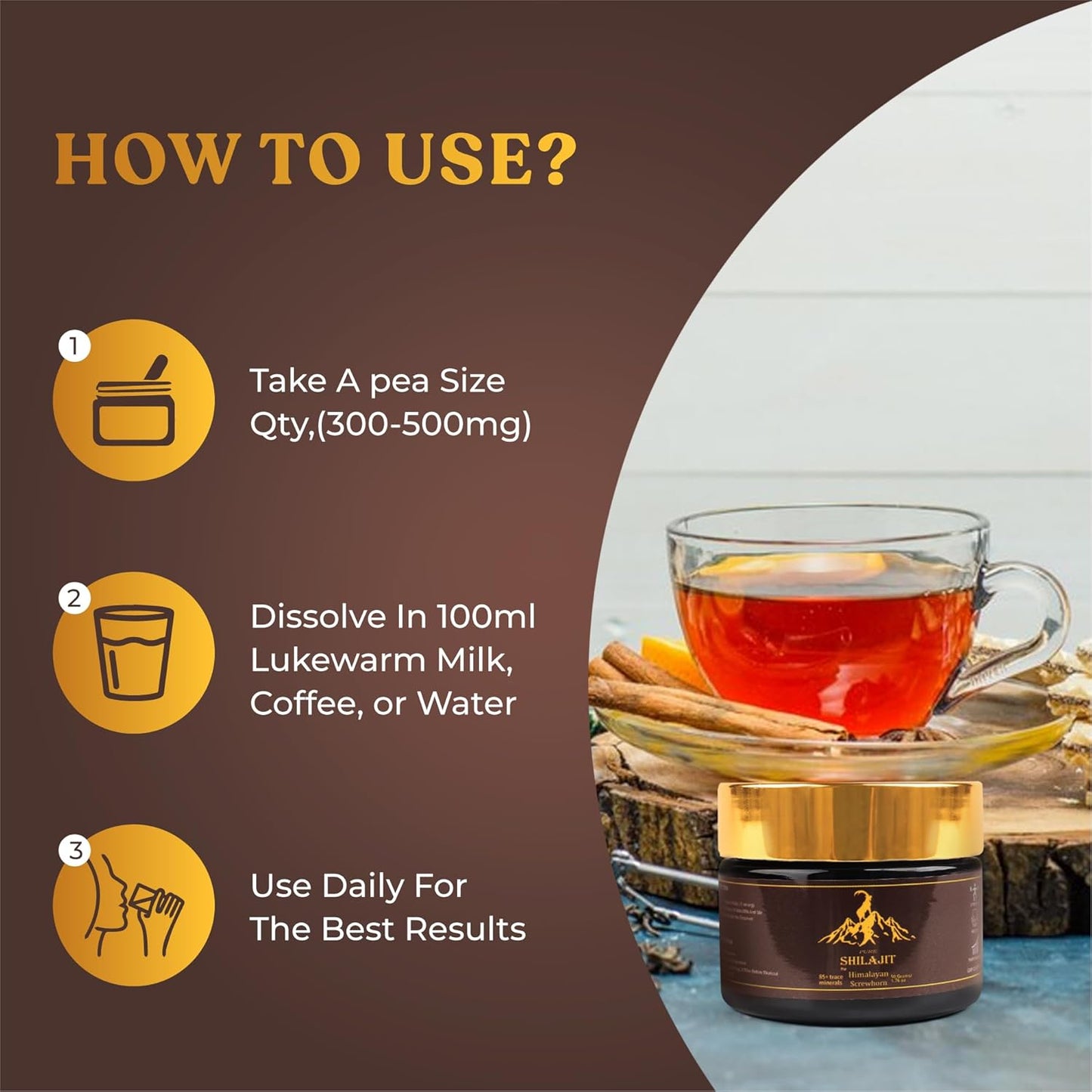 Organic Himalayan Screwhorn Shilajit Resin 50g - High Potency for Men and Women - 85+ Trace Minerals - Rich in Flavic Acid - 100 Servings