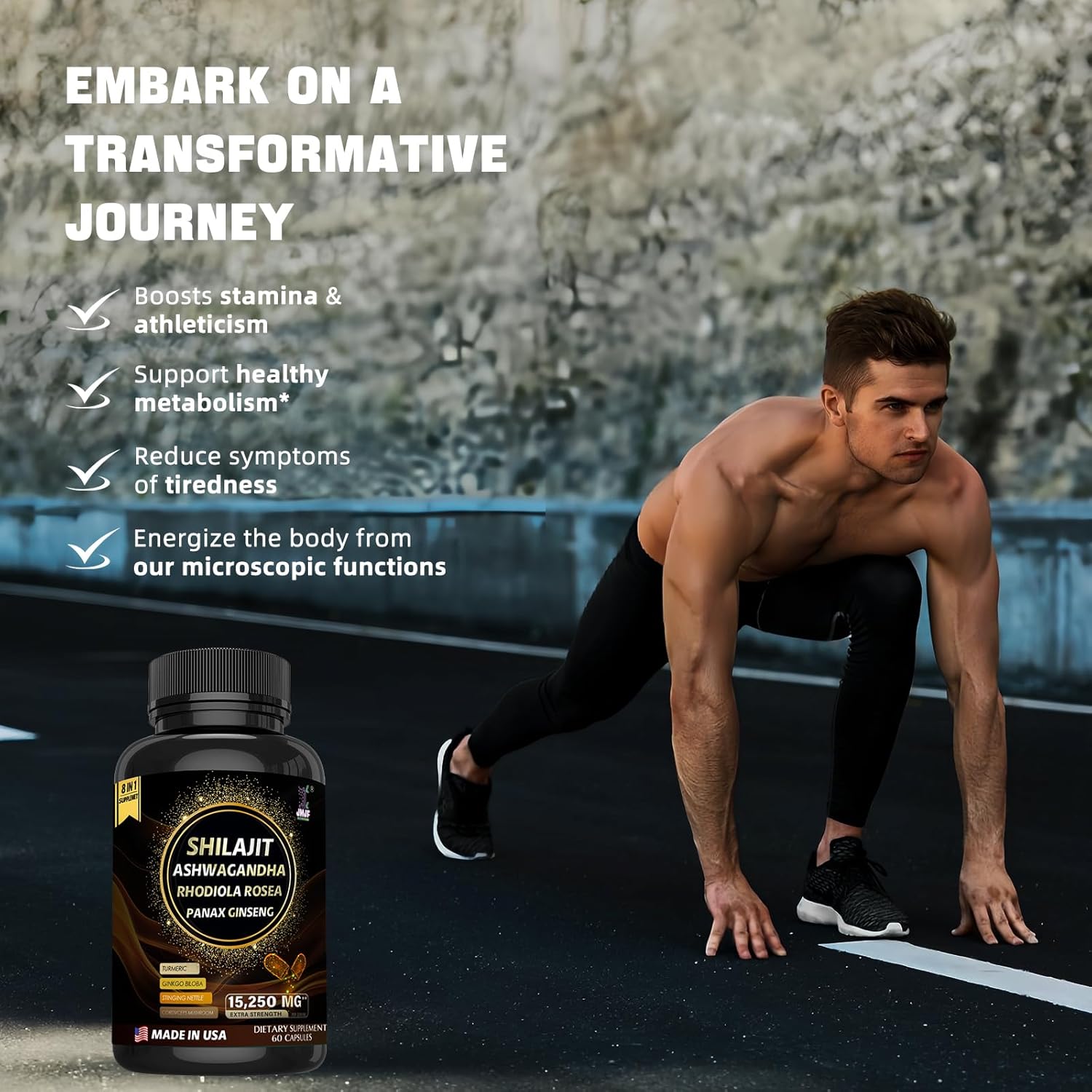 Organic Himalayan Shilajit Capsules with Fulvic Acid & Trace Minerals - 60 Count Supplement for Energy, Immunity, and Metabolism Boost