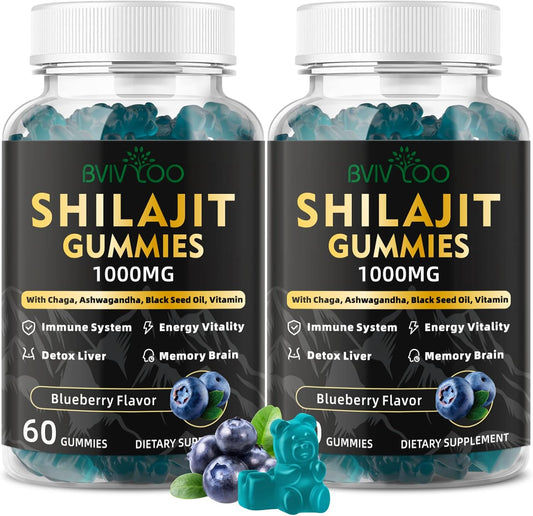 Organic Himalayan Shilajit Gummies for Energy & Immunity - Sugar-Free Supplement with 85+ Trace Minerals - 2 Pack of 120 Gummies for Men & Women - BoostGo Australia