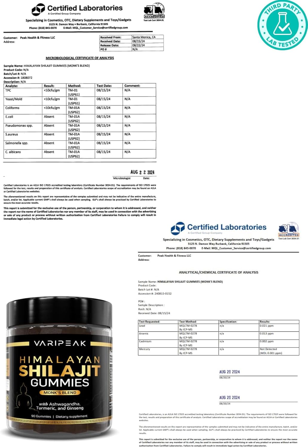 Organic Himalayan Shilajit Gummies with Ashwagandha, Turmeric & Ginseng | Energy, Immunity, Cognitive Support | 90 Count | Sugar Free, Vegan, Non-GMO | Men and Women
