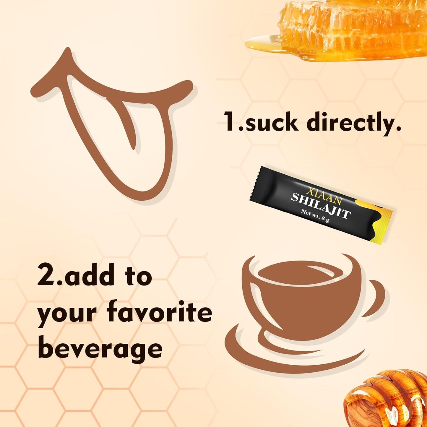 Organic Himalayan Shilajit Honey Sticks with 85+ Trace Minerals - Energy Boost & Immune Support for Men & Women - 30 Sticks