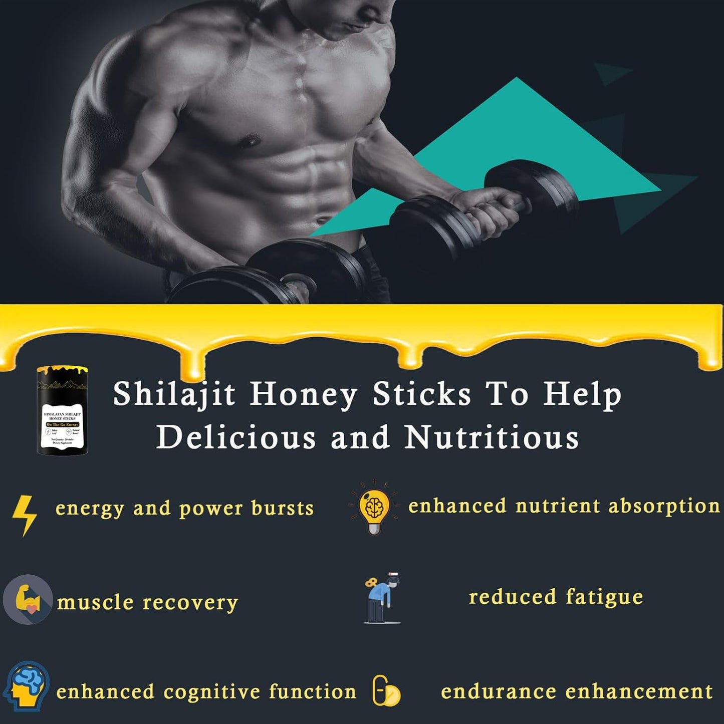 Organic Himalayan Shilajit Honey Sticks with Gold Saffron - Rich in Fulvic Acid and Trace Minerals - for Men and Women - 30 Sticks
