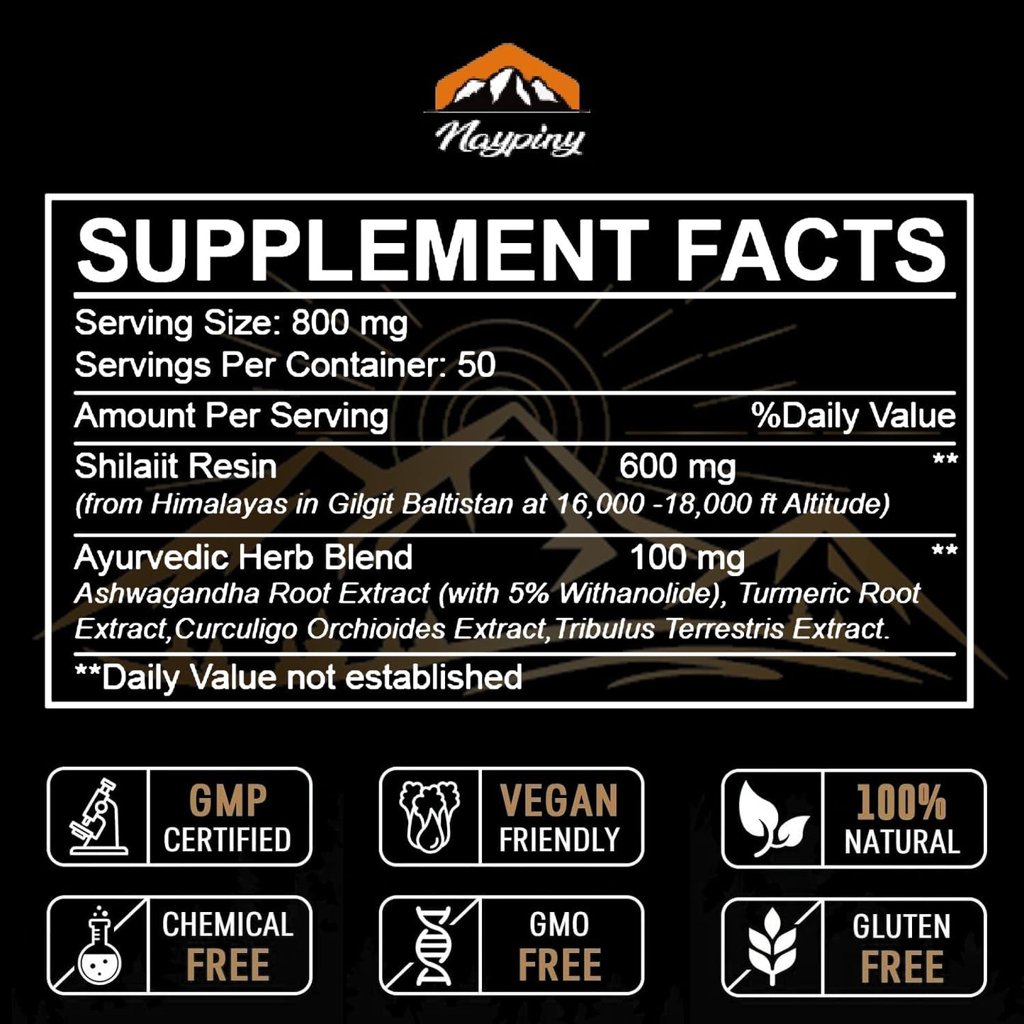 Organic Himalayan Shilajit Resin - 800mg Maximum Potency with 85+ Trace Minerals for Energy & Immune Support - 30g