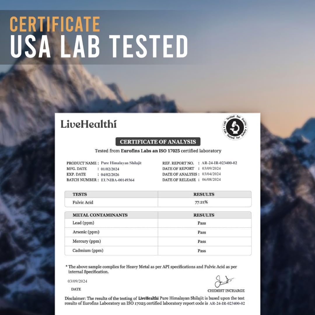 Organic Himalayan Shilajit Resin - Energy Boost & Immune Support - 85+ Trace Minerals - Lab Tested - 30g