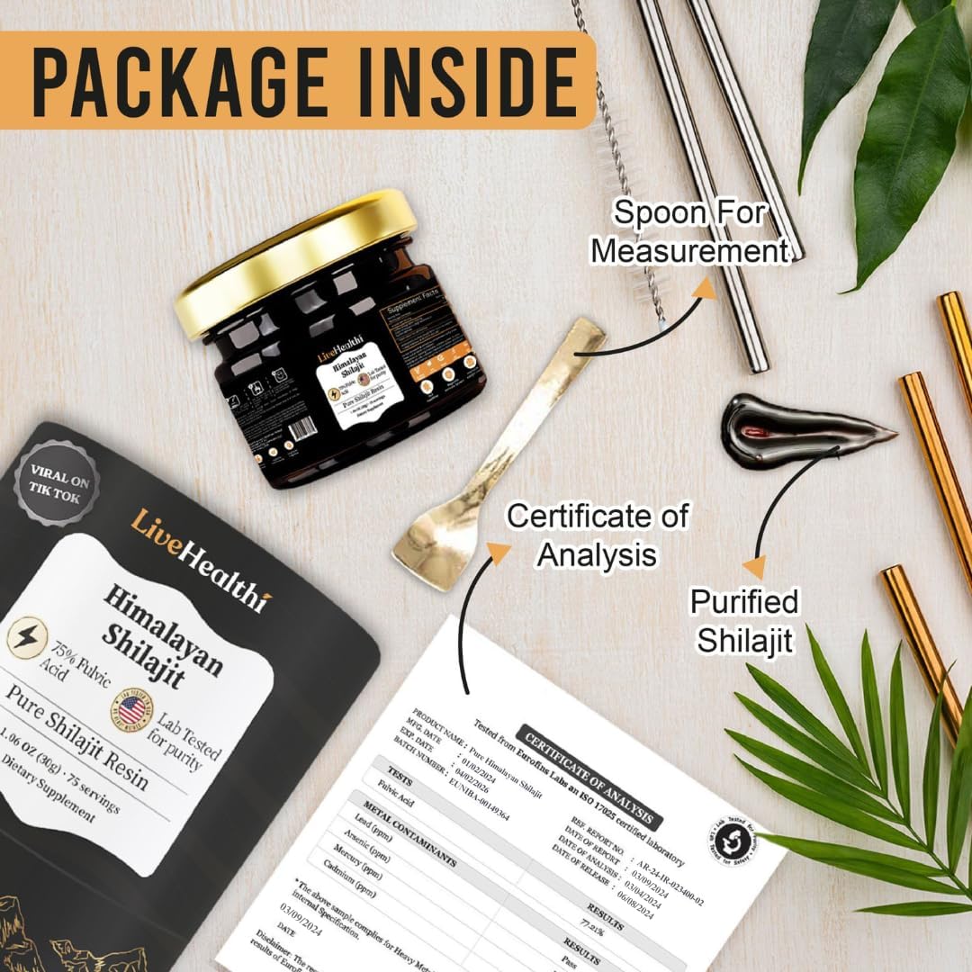 Organic Himalayan Shilajit Resin - Energy Boost & Immune Support - 85+ Trace Minerals - Lab Tested - 30g