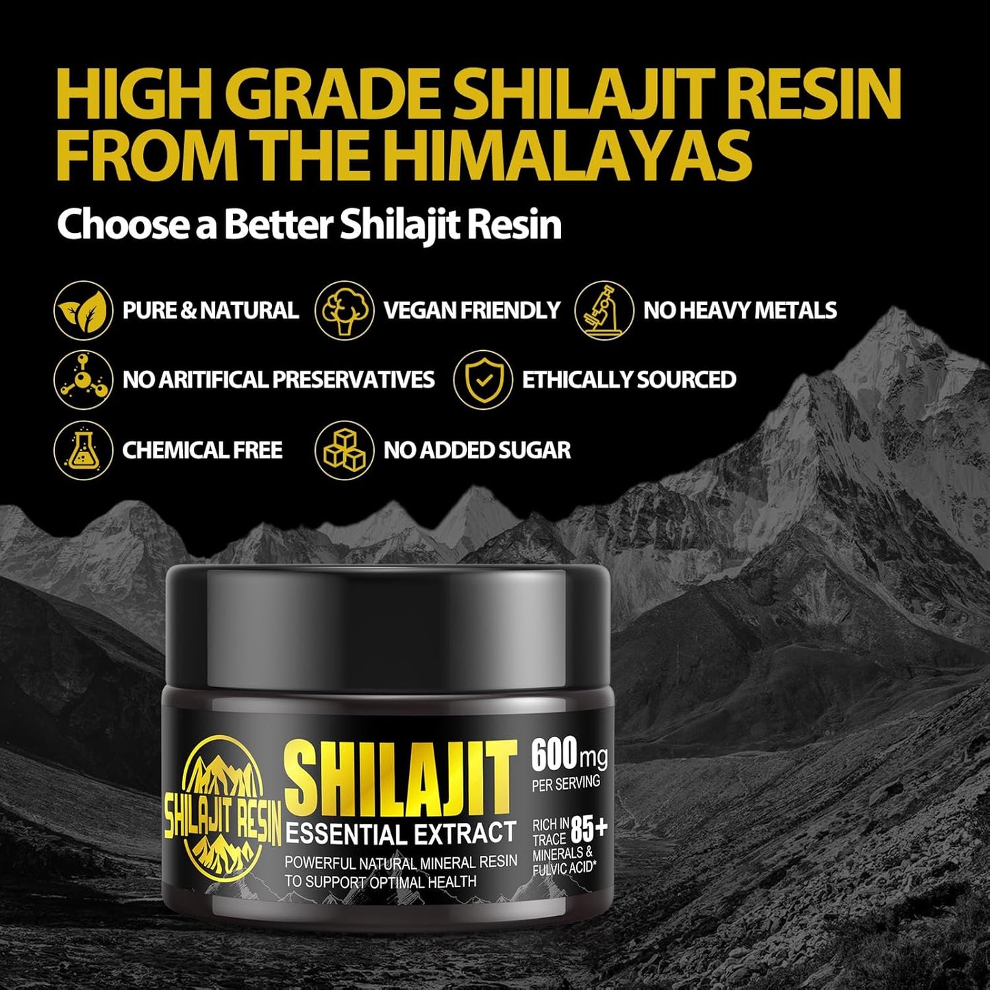 Organic Himalayan Shilajit Resin - Gold Grade 100% Pure Shilajit with 85+ Trace Minerals & Fulvic Acid for Focus & Energy - 50g - BoostGo Australia