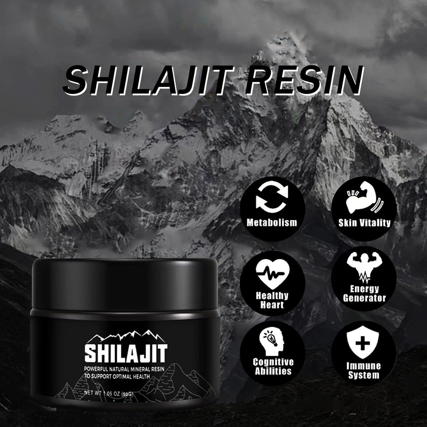 Organic Himalayan Shilajit Resin - Golden Grade Supplement with 80+ Trace Minerals for Energy & Immune Support - 50g