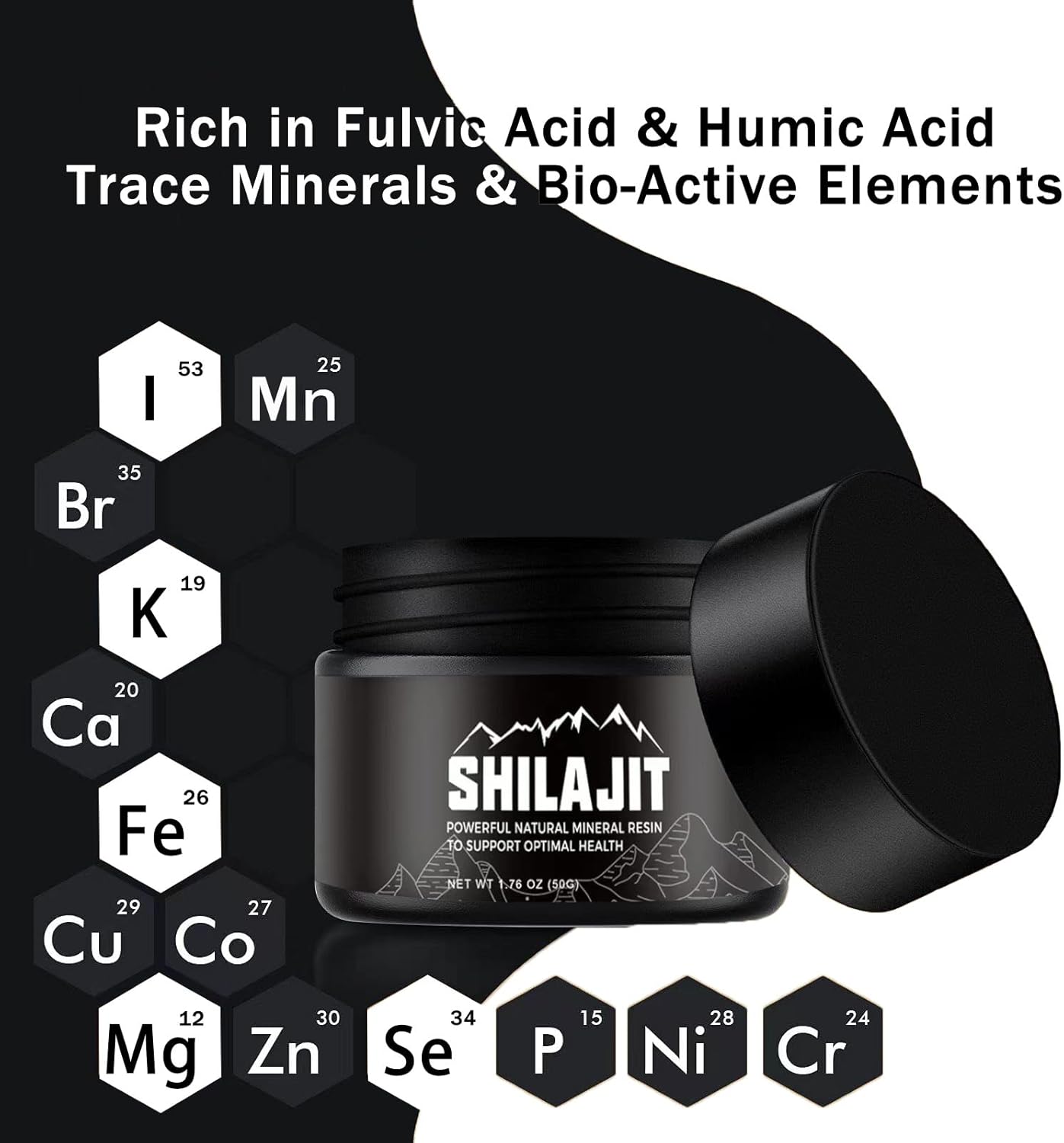 Organic Himalayan Shilajit Resin - Golden Grade Supplement with 80+ Trace Minerals for Energy & Immune Support - 50g