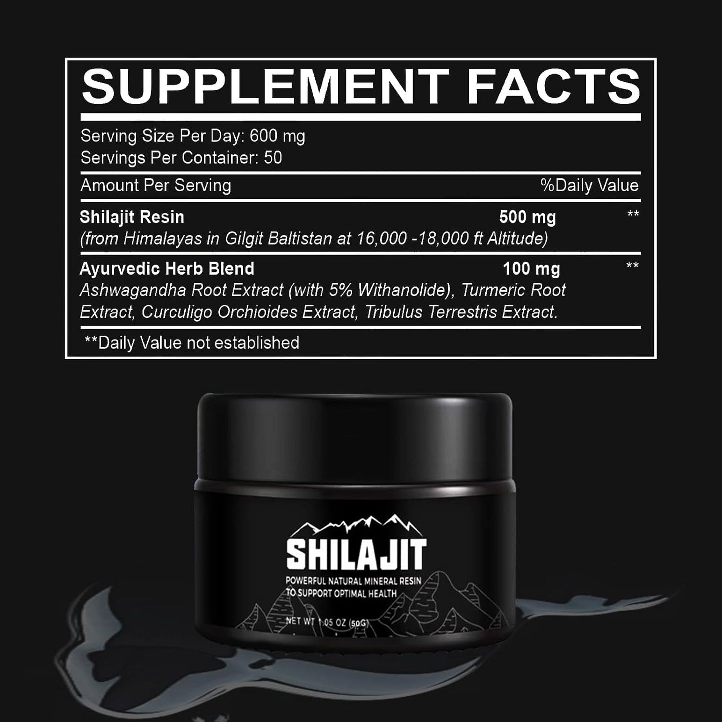 Organic Himalayan Shilajit Resin - Golden Grade Supplement with 80+ Trace Minerals for Energy & Immune Support - 50g