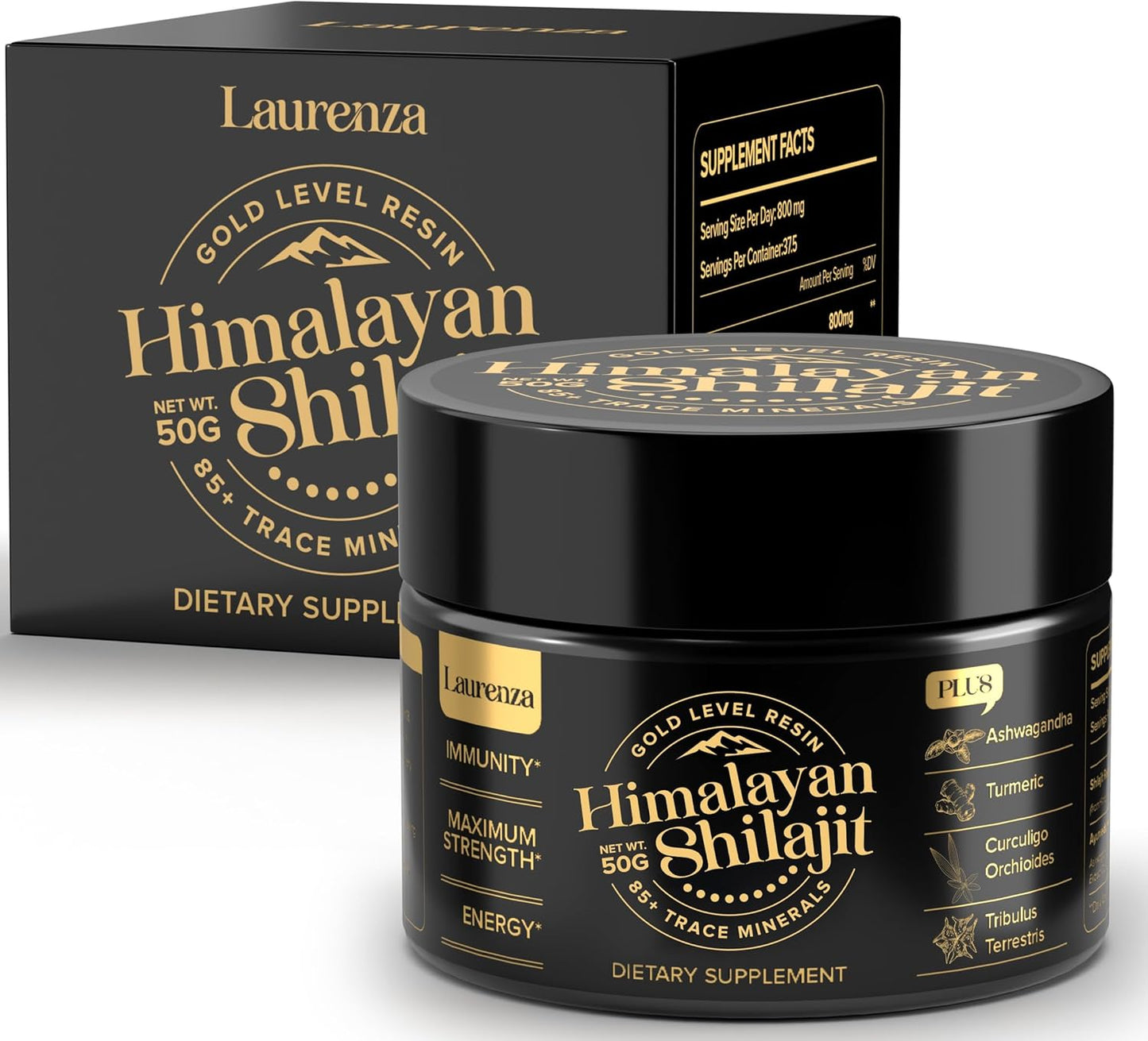 Organic Himalayan Shilajit Resin - High Potency 800mg Supplement with 85+ Trace Minerals & Fulvic Acid for Natural Energy & Immune Support