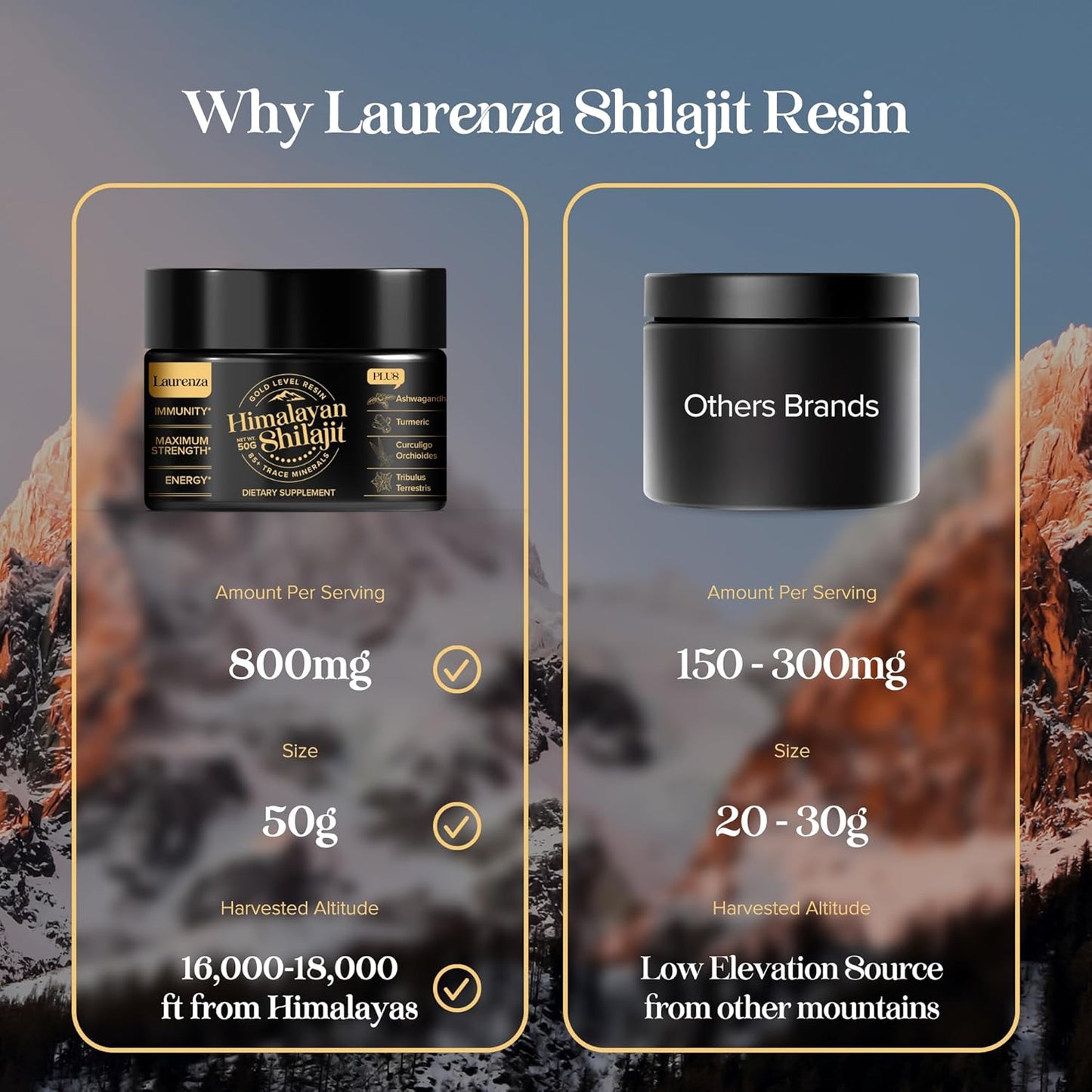 Organic Himalayan Shilajit Resin - High Potency 800mg Supplement with 85+ Trace Minerals & Fulvic Acid for Natural Energy & Immune Support