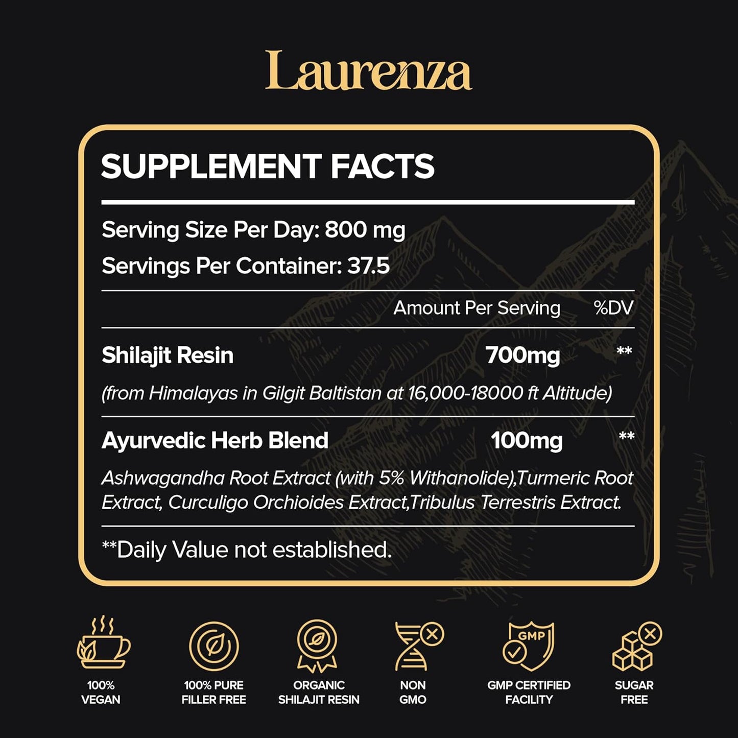 Organic Himalayan Shilajit Resin - High Potency 800mg Supplement with 85+ Trace Minerals & Fulvic Acid for Natural Energy & Immune Support