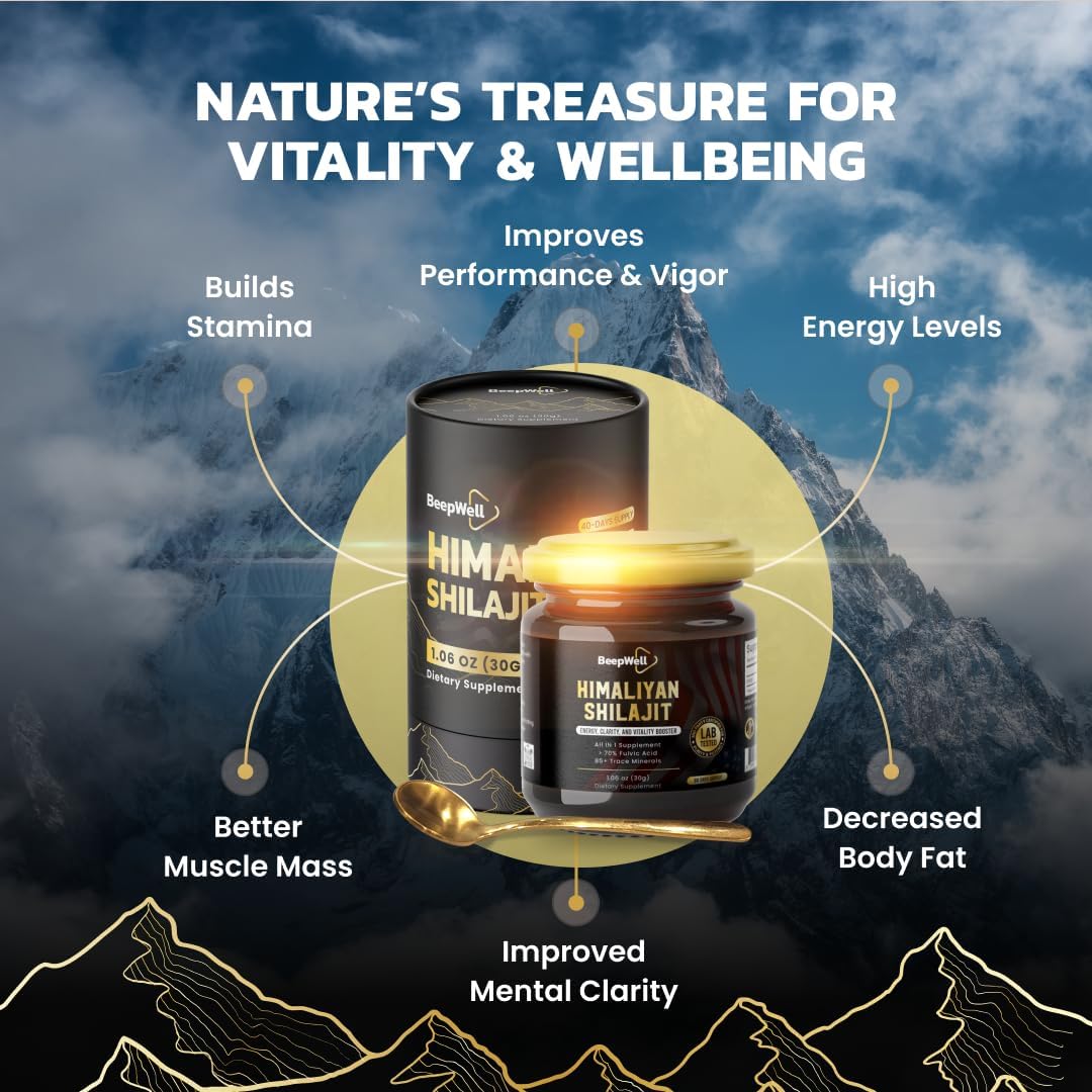 Organic Himalayan Shilajit Resin - Pure Chilajil for Men and Women - 70% Fulvic Acid - 85+ Trace Minerals - 60 Servings