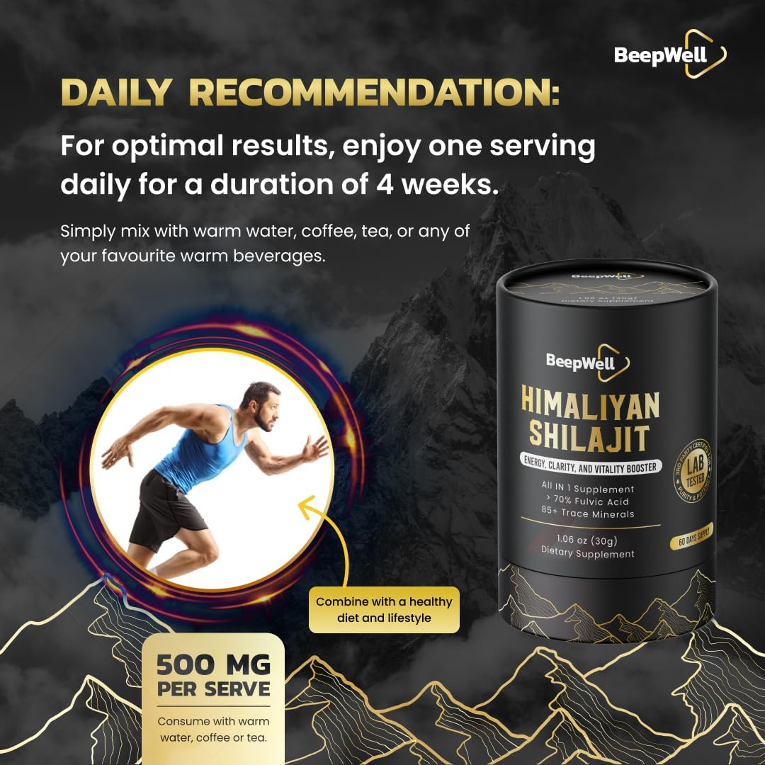 Organic Himalayan Shilajit Resin - Pure Chilajil for Men and Women - 70% Fulvic Acid - 85+ Trace Minerals - 60 Servings