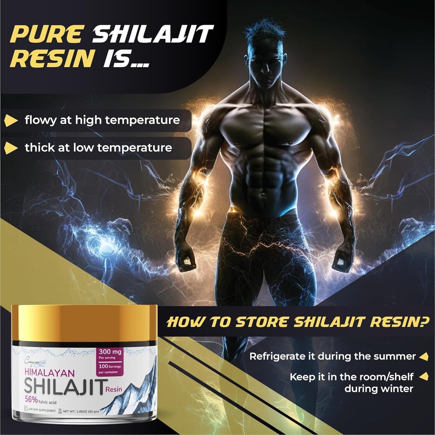 Organic Himalayan Shilajit Resin - Rich in 56% Natural Fulvic Acid, 30g