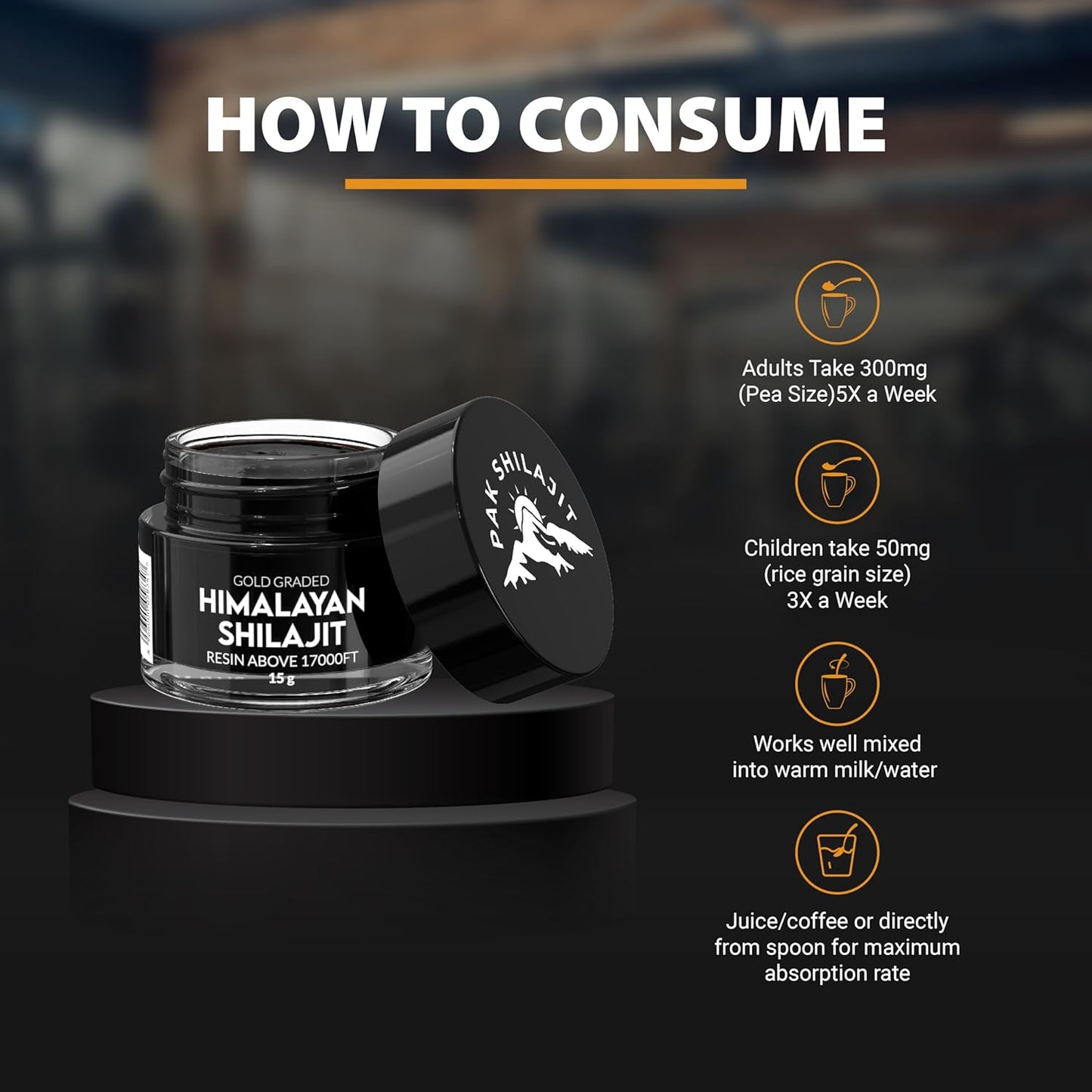 Organic Himalayan Shilajit Resin 15g - Pure Sun-Dried Shilajit Above 17,000FT - 45 Day Supply - Gold Graded with 85+ Natural Minerals