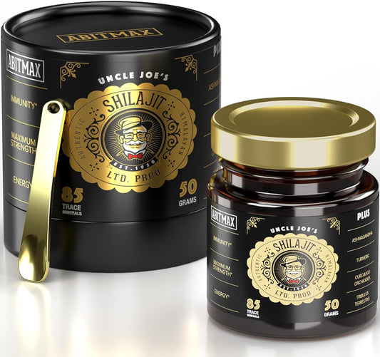 Organic Himalayan Shilajit Resin 50G - High Potency Golden Grade A Supplement with 85+ Trace Minerals, Fulvic Acid for Energy & Immune Support