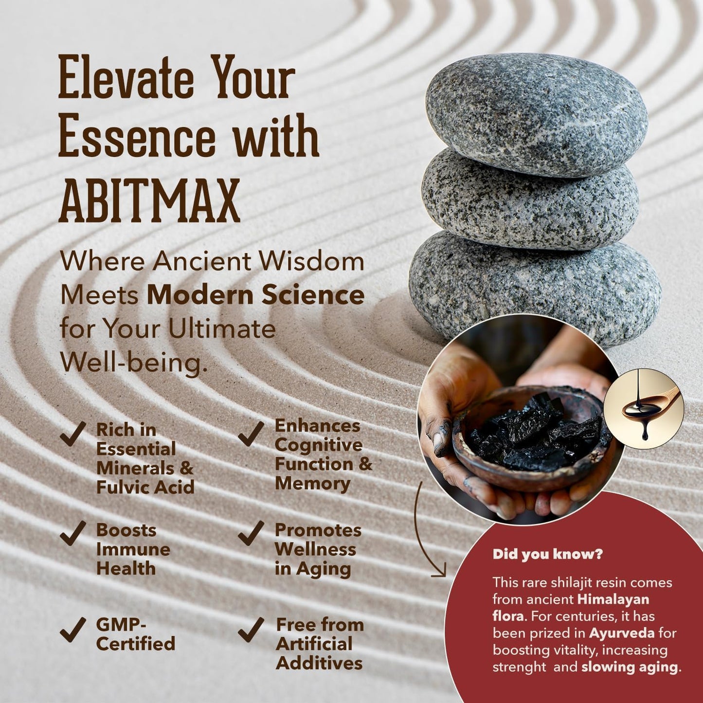 Organic Himalayan Shilajit Resin 50G - High Potency Golden Grade A Supplement with 85+ Trace Minerals, Fulvic Acid for Energy & Immune Support