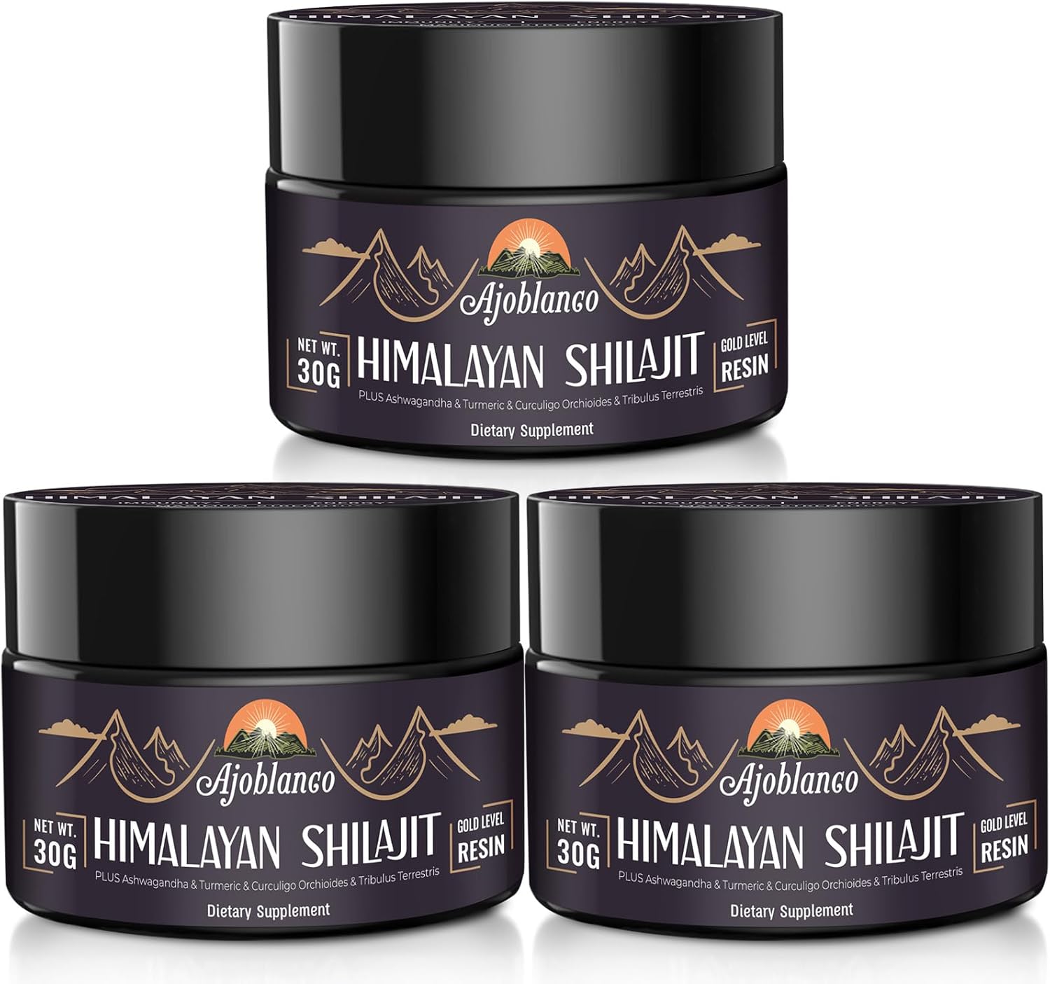 Organic Himalayan Shilajit Resin 600mg - High Potency Ayurvedic Blend for Energy, Strength & Immunity - Pack of 3