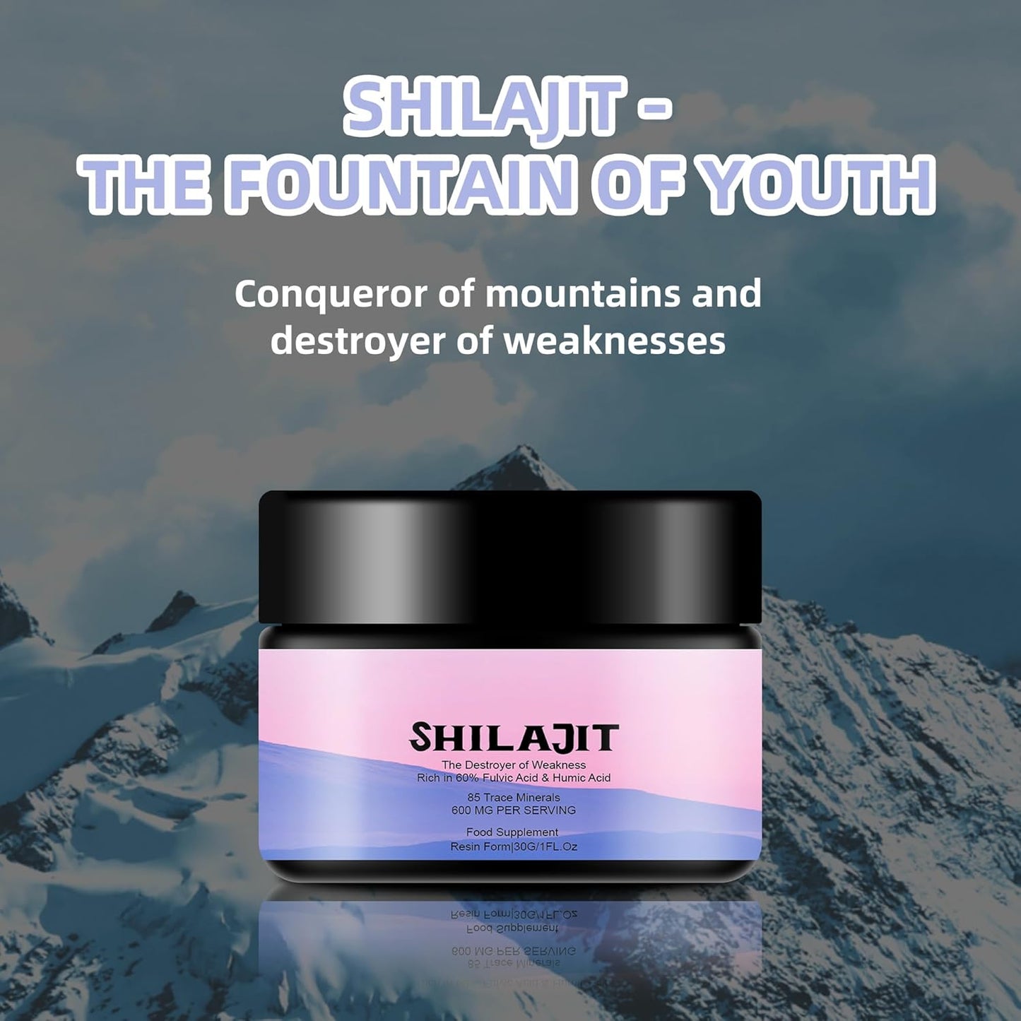 Organic Himalayan Shilajit Resin 600mg - High Potency with 85+ Trace Minerals & Fulvic Acid - Energy and Immune Support - 30g