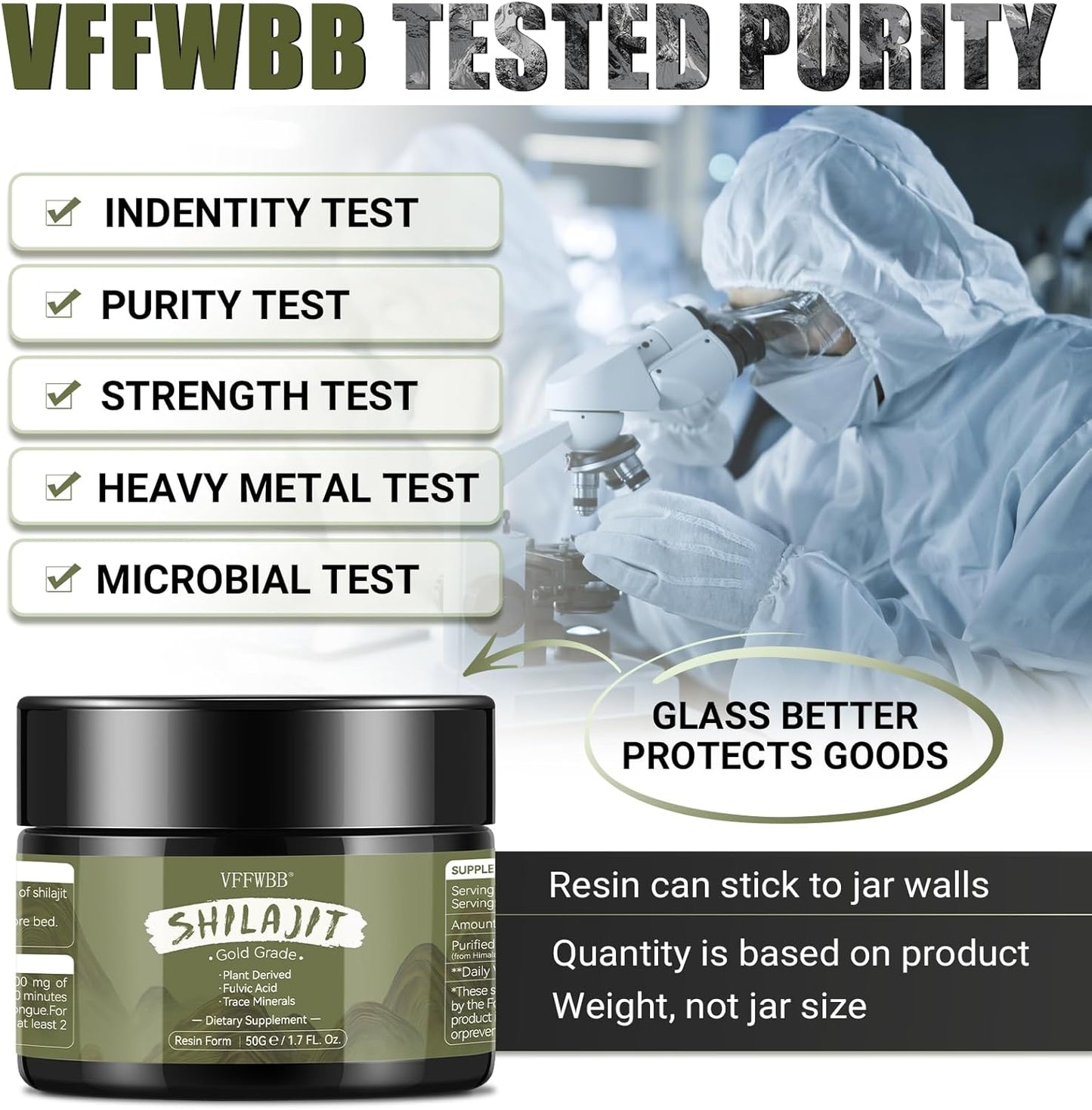 Organic Himalayan Shilajit Resin 600mg - Maximum Potency with 85+ Trace Minerals - 100% Natural Energy and Immune Support Supplement - 50g