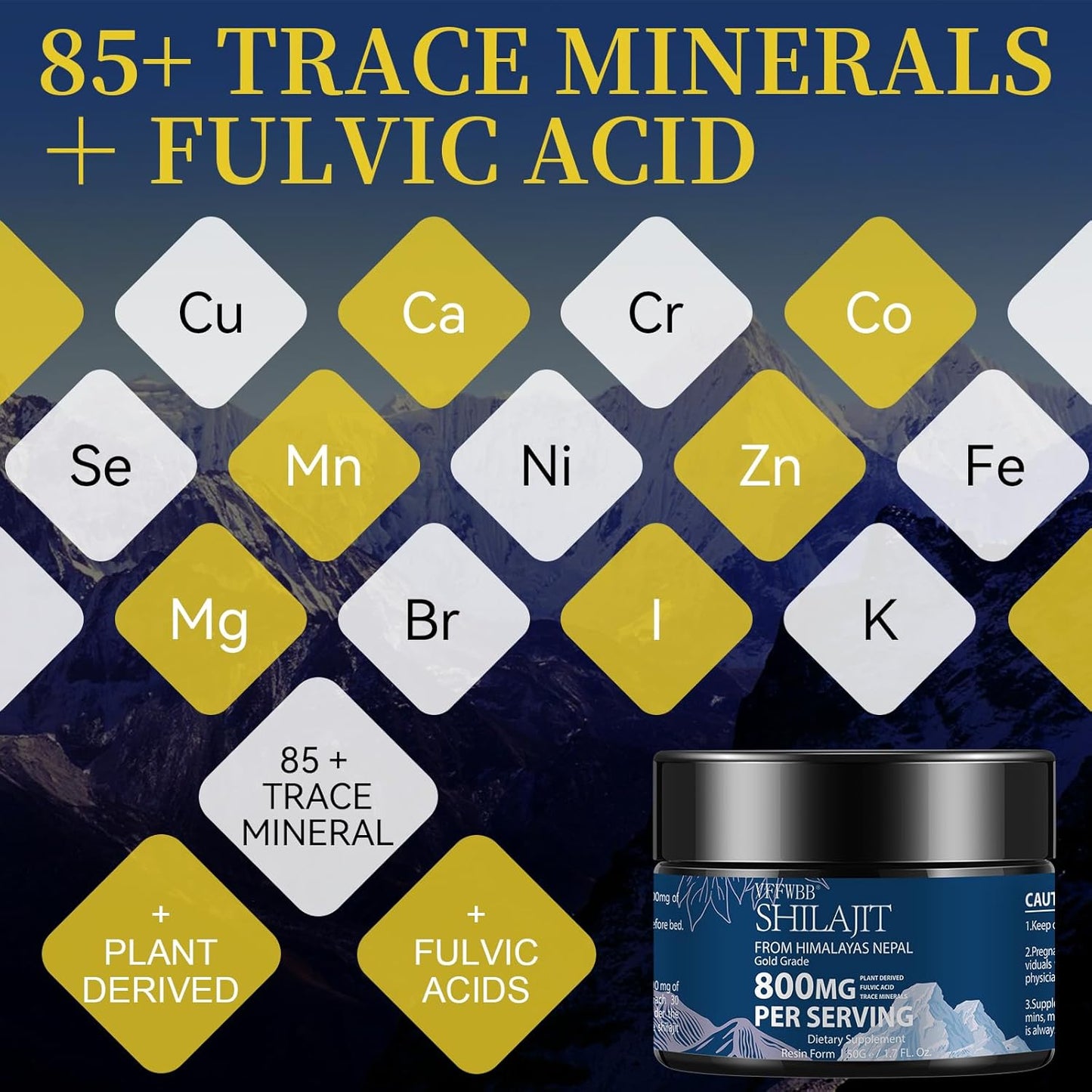 Organic Himalayan Shilajit Resin-Gold Grade 800mg Supplement for Men and Women - 85+ Trace Minerals & Fulvic Acid - Energy & Immune Support - 100% Natural - 50 Grams
