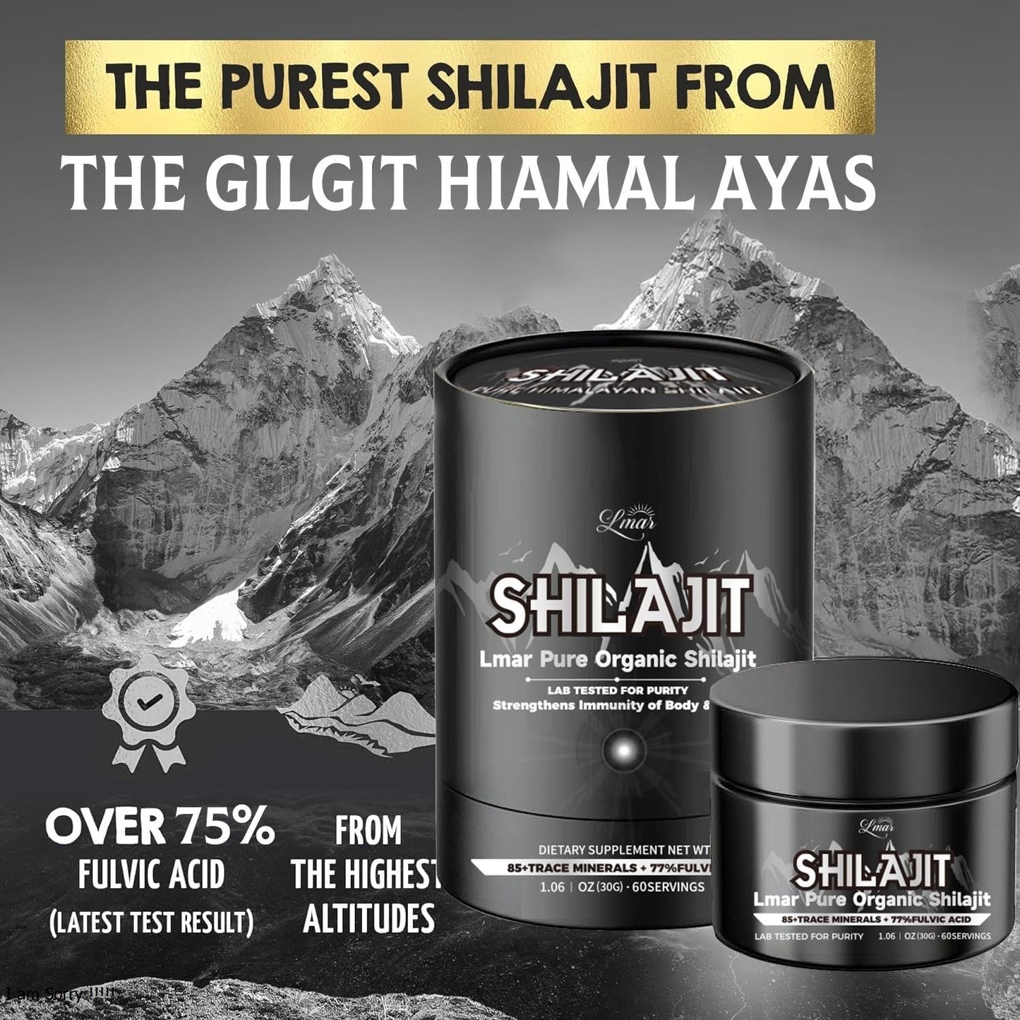 Organic Himalayan Shilajit Resin Supplement | 100% Natural, Lab Tested | 85+ Trace Minerals & 77% Fulvic Acid | 75 Servings for Men & Women