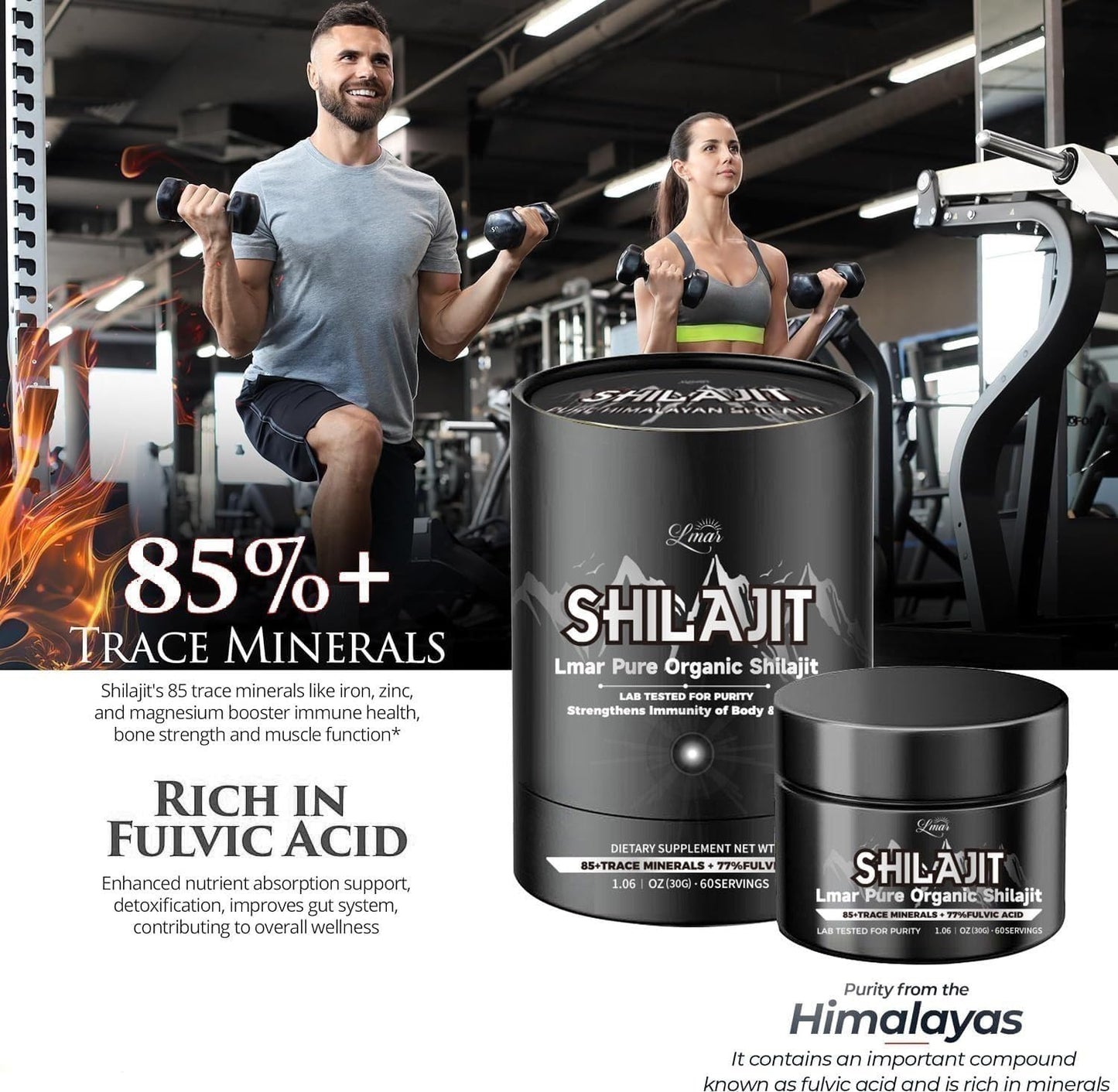 Organic Himalayan Shilajit Resin Supplement | 100% Natural, Lab Tested | 85+ Trace Minerals & 77% Fulvic Acid | 75 Servings for Men & Women