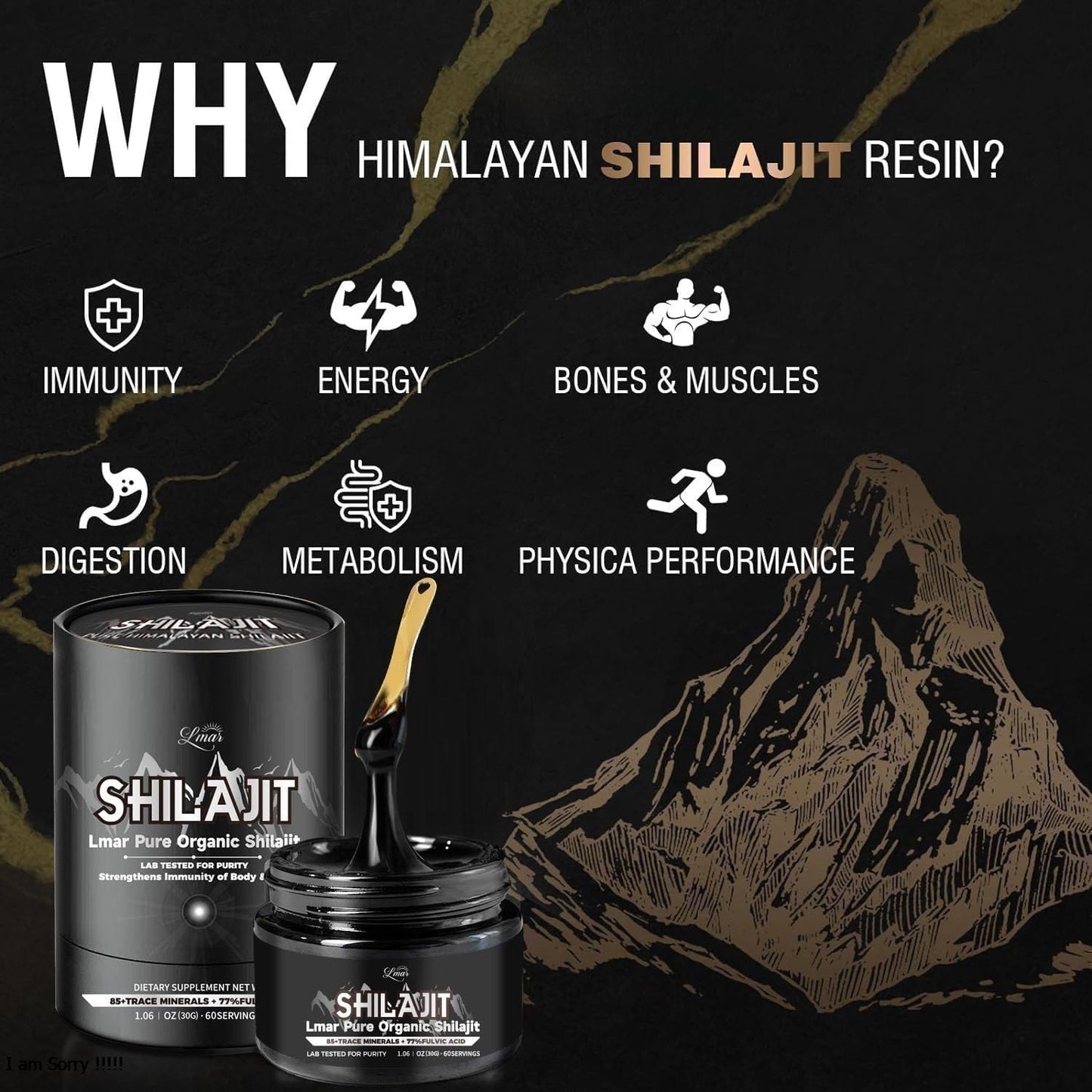 Organic Himalayan Shilajit Resin Supplement | 100% Natural, Lab Tested | 85+ Trace Minerals & 77% Fulvic Acid | 75 Servings for Men & Women