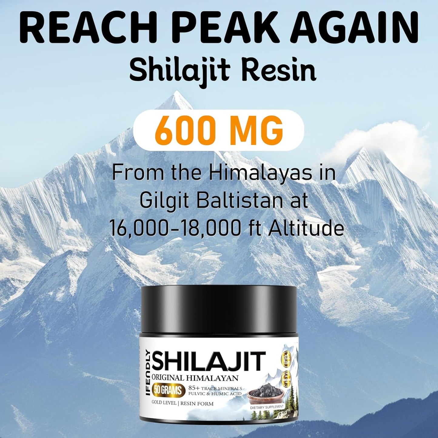 Organic Himalayan Shilajit Resin Supplement 600mg - Maximum Potency Gold Grade with 85+ Trace Minerals & Fulvic Acid - Boosts Energy & Immunity - Natural Authentic - 50g (2 Pack)
