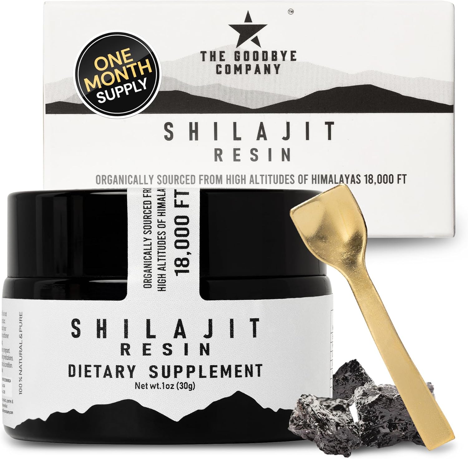 Organic Himalayan Shilajit Resin Supplement for Cognitive Health, Longevity & Vitality - Pure 1oz (30g) for Men and Women - High-Altitude Sourced