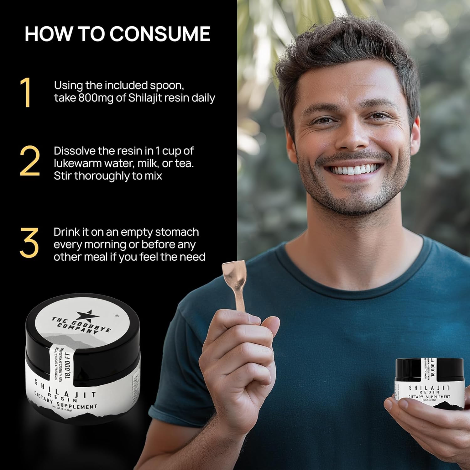 Organic Himalayan Shilajit Resin Supplement for Cognitive Health, Longevity & Vitality - Pure 1oz (30g) for Men and Women - High-Altitude Sourced