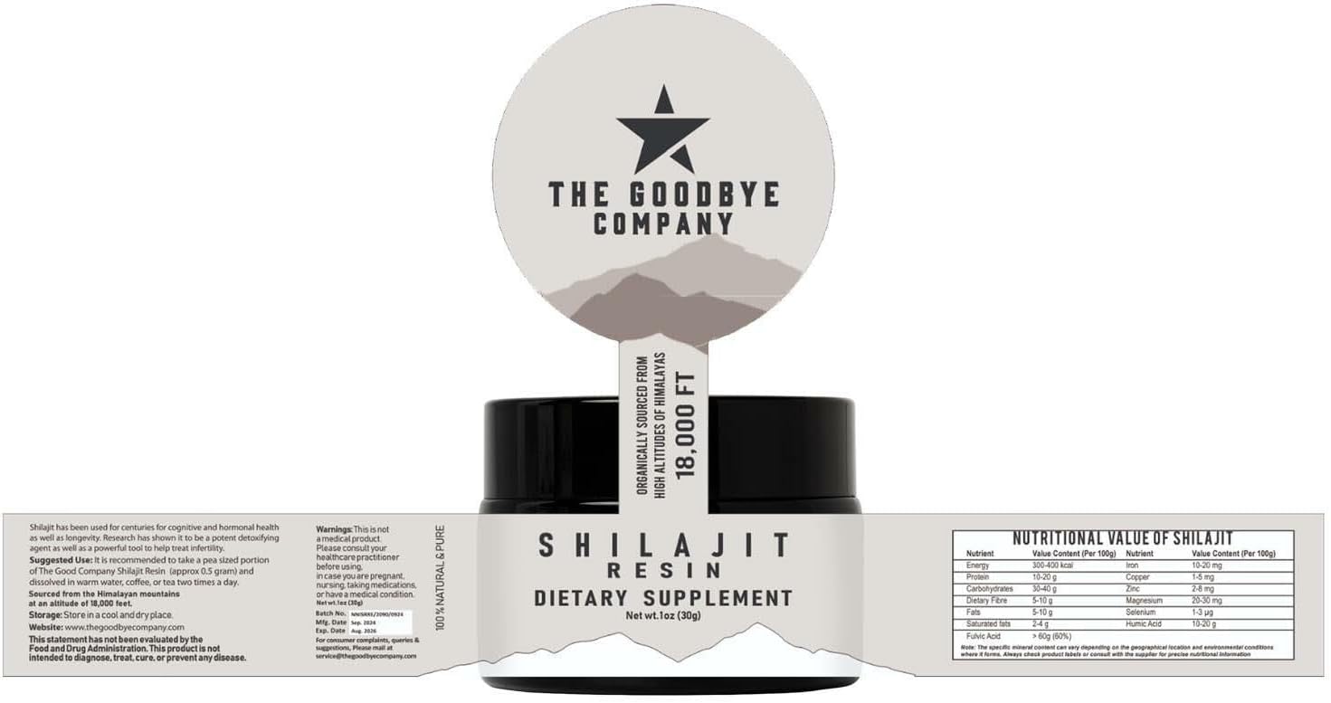 Organic Himalayan Shilajit Resin Supplement for Cognitive Health, Longevity & Vitality - Pure 1oz (30g) for Men and Women - High-Altitude Sourced