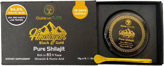 Organic Himalayan Shilajit Resin with 94.5% Fulvic Acid for Skin, Hair, Energy & Vitality - 10g USA Lab-Tested Pure Shilajit for Men & Women
