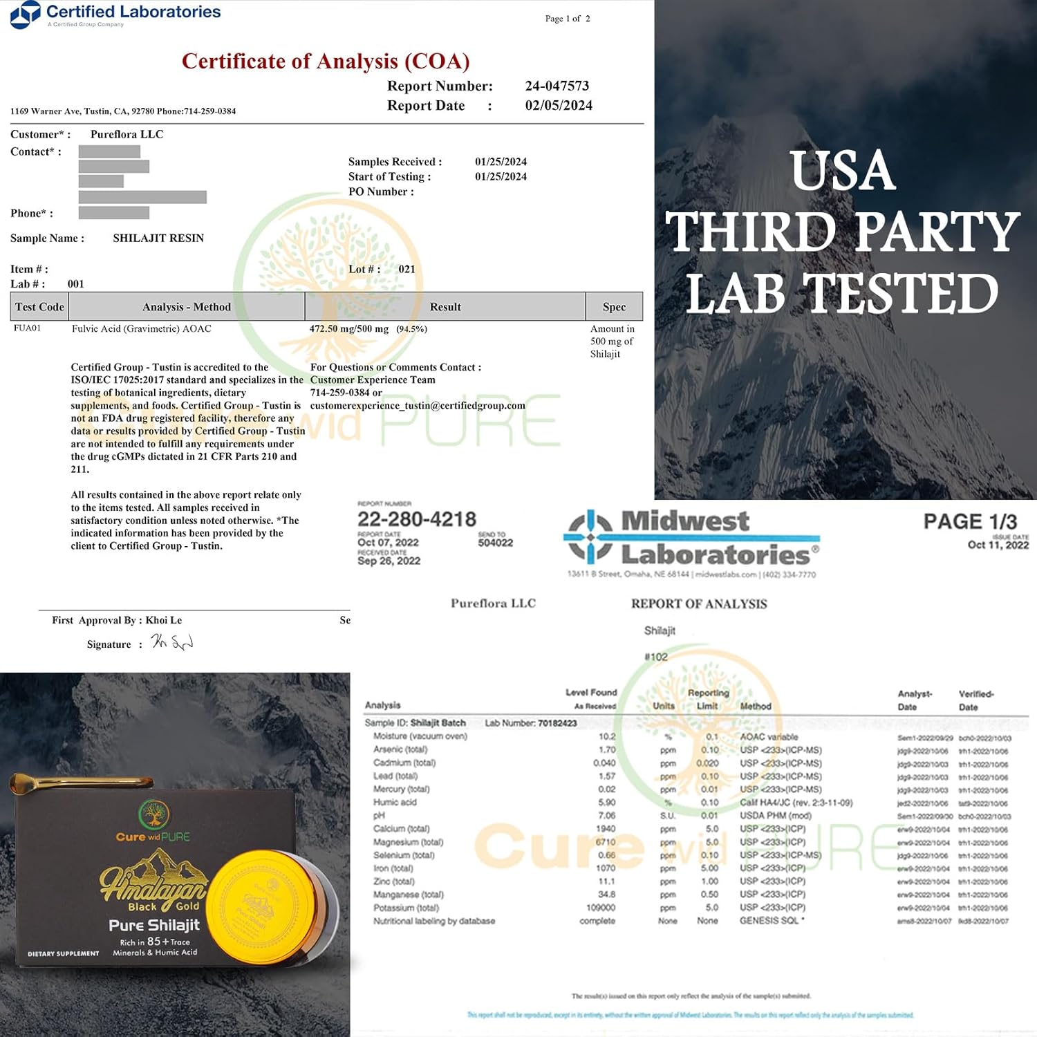 Organic Himalayan Shilajit Resin with 94.5% Fulvic Acid for Skin, Hair, Energy & Vitality - 10g USA Lab-Tested Pure Shilajit for Men & Women