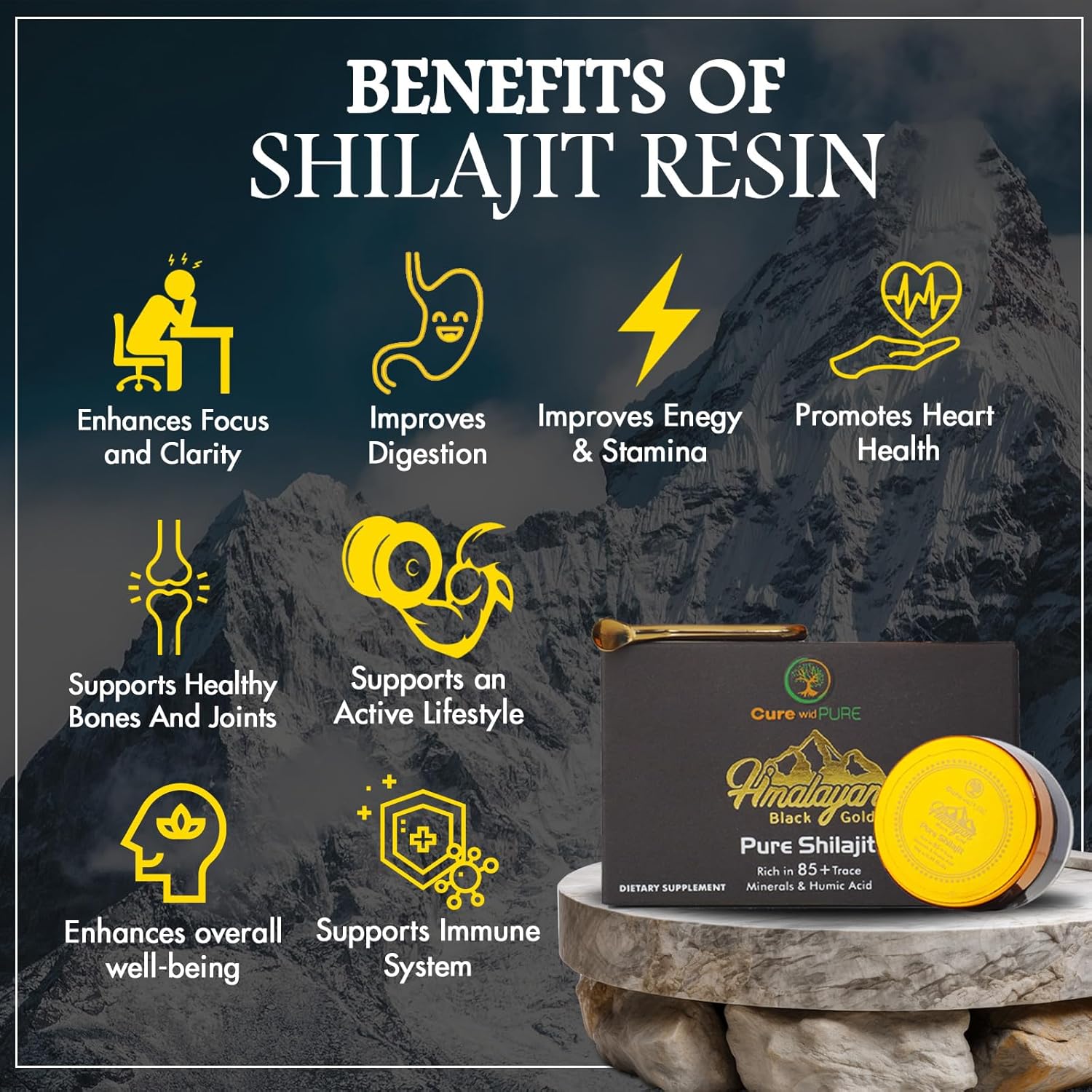 Organic Himalayan Shilajit Resin with 94.5% Fulvic Acid for Skin, Hair, Energy & Vitality - 10g USA Lab-Tested Pure Shilajit for Men & Women