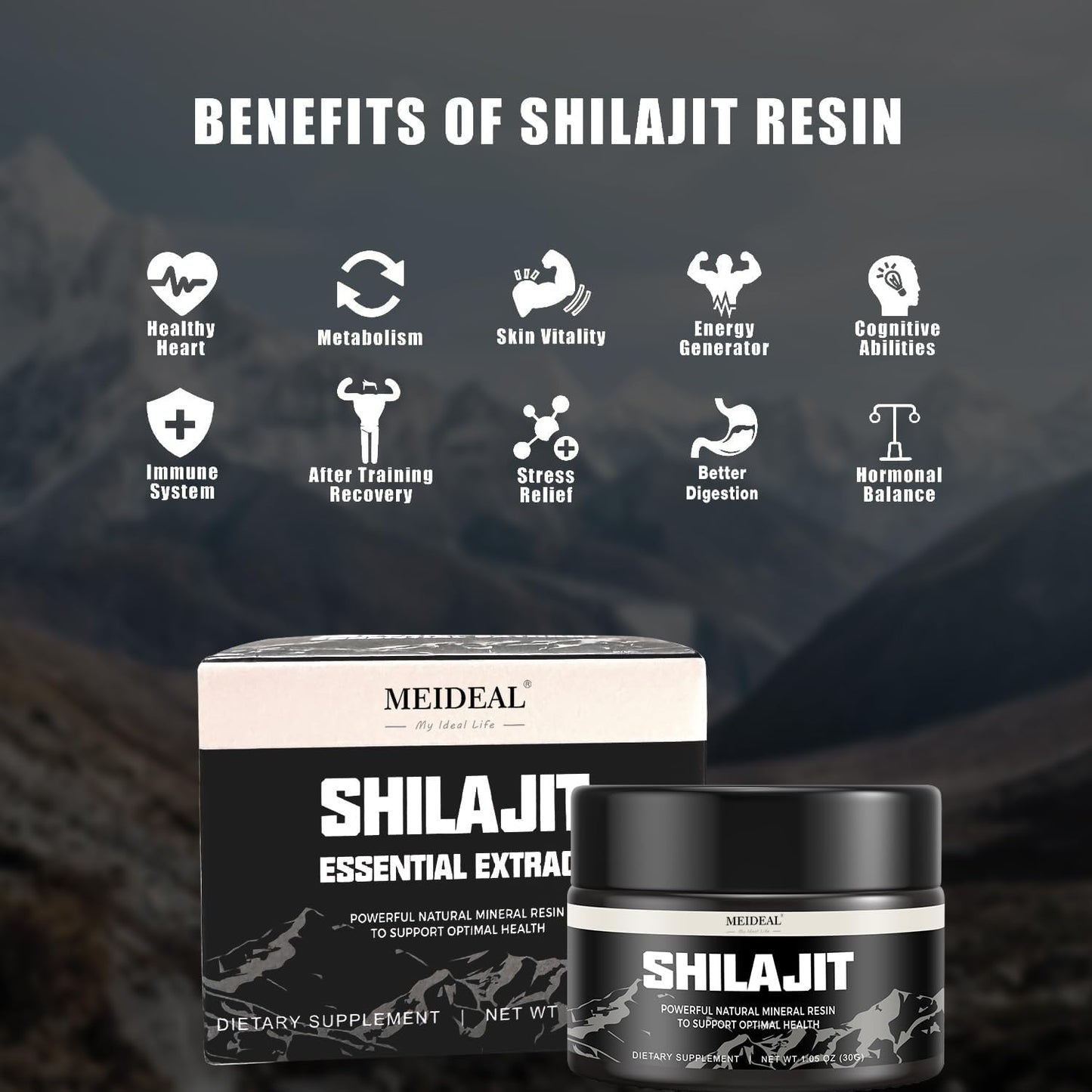 Organic Himalayan Shilajit Resin with Fulvic Acid & Trace Minerals, Ayurvedic Energy & Immune Support, 30g