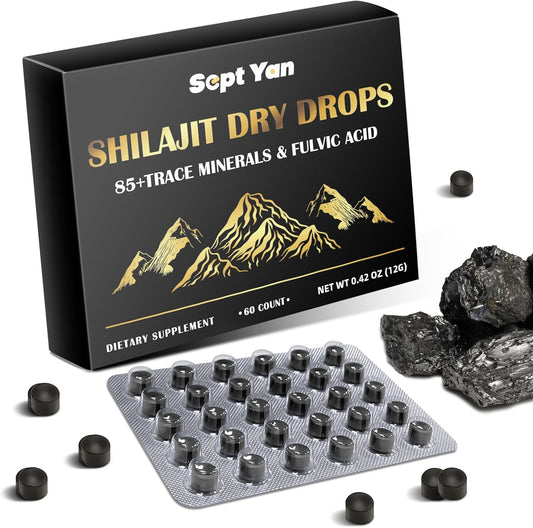 Organic Himalayan Shilajit Tablets - 60 Tablets, 200mg Each - Boost Energy, Immunity, Brain Support - 85+ Trace Minerals & Fulvic Acid, Men Women Supplement