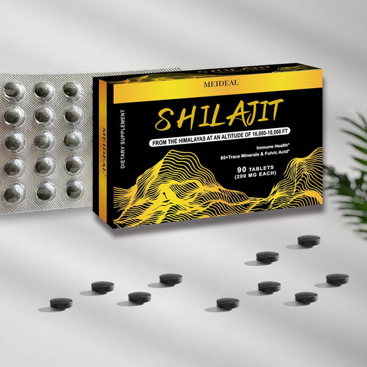 Organic Himalayan Shilajit Tablets with Fulvic Acid & 85+ Minerals for Energy & Immunity - 90 Tablets, 200mg Each