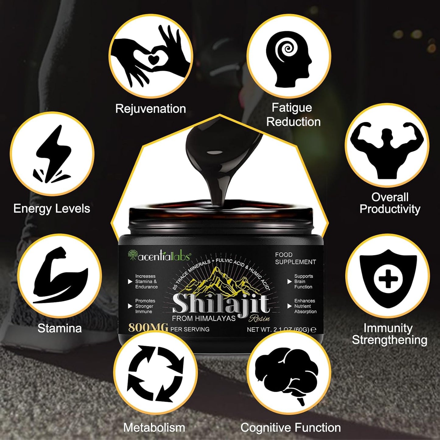 Organic Himalayan Shilajit with 85+ Minerals and Humic Acid - Boosts Metabolism & Fights Fatigue - Immune Support - 2.1 OZ (4 Months Supply)