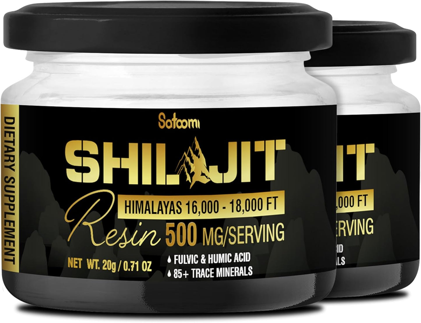 Organic Himalayan Shilajit with Fulvic Acid & 85+ Trace Minerals - Energy, Immune, Cognitive Support - 2 Packs 20g (80 Servings)