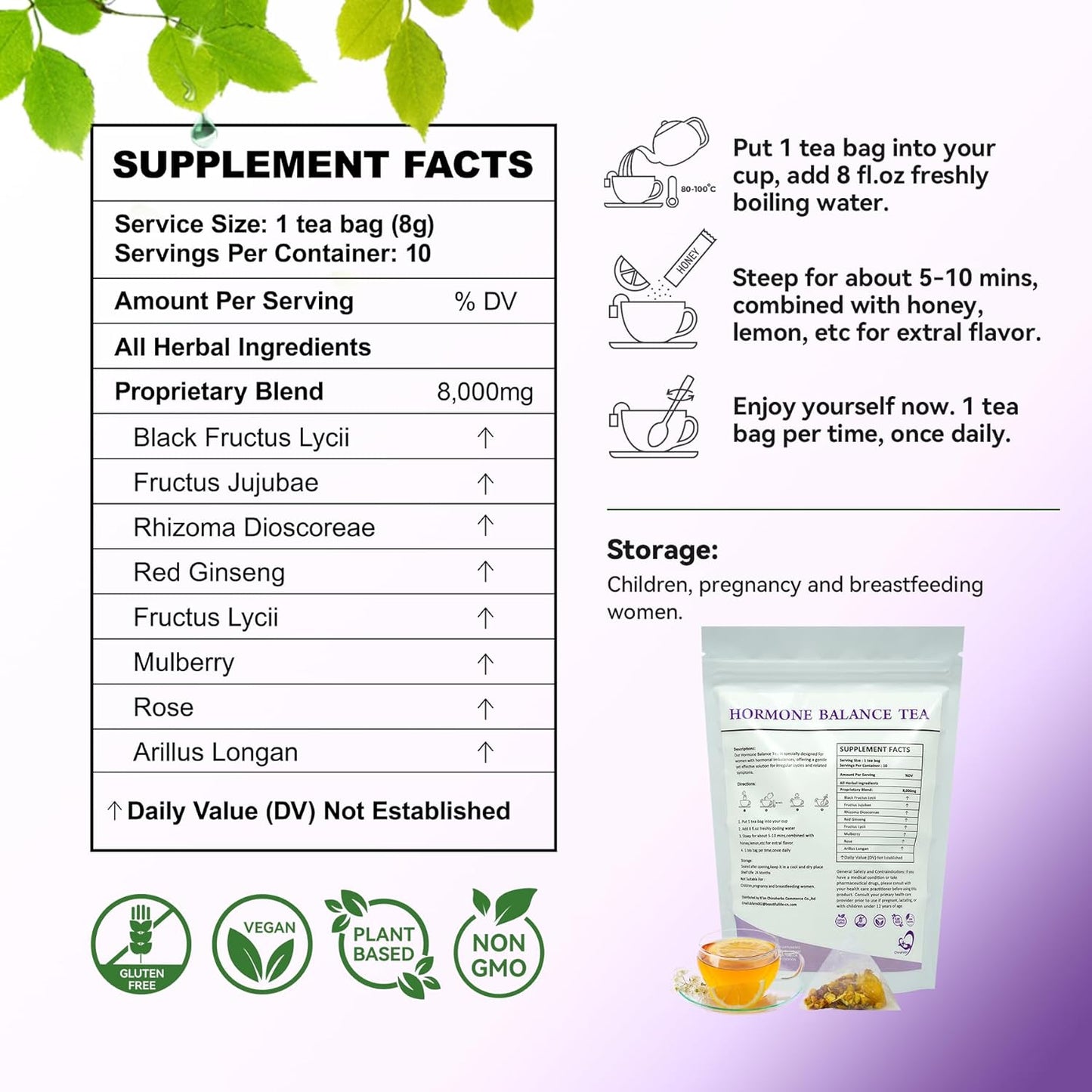Organic Hormone Balance Tea for Fertility Enhancement, PCOS Management & Hormonal Acne - 10 Tea Bags for Women's Health - BoostGo Australia