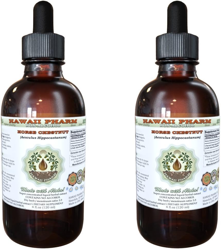 Organic Horse Chestnut Liquid Extract - Alcohol-Free Glycerite Supplement - 2x4 oz - Hawaii Pharm
