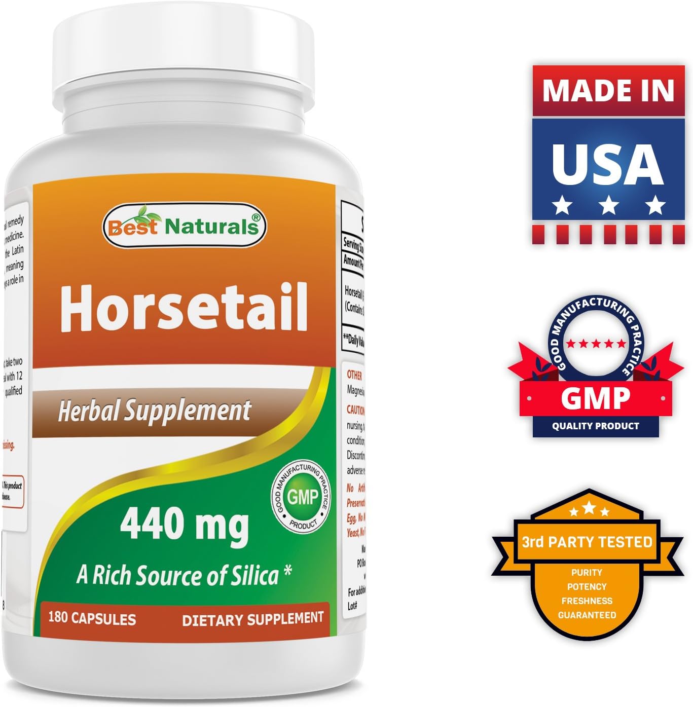 Organic Horsetail 440mg and Ashwagandha Extract 500mg Capsules - Herbal Supplement for Hair and Skin Support