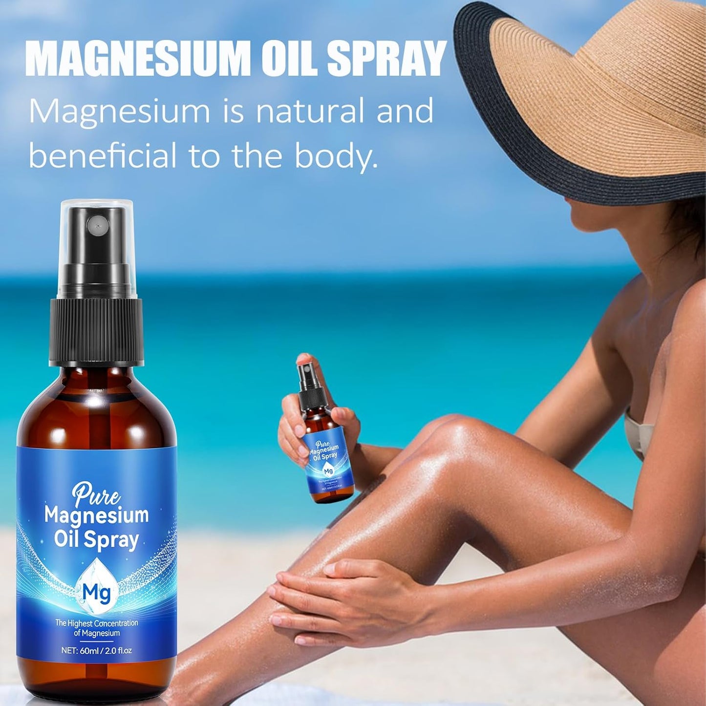 Organic HUALIJIA Magnesium Oil Spray for Feet, Easy Absorption, 2.02 Fl Oz