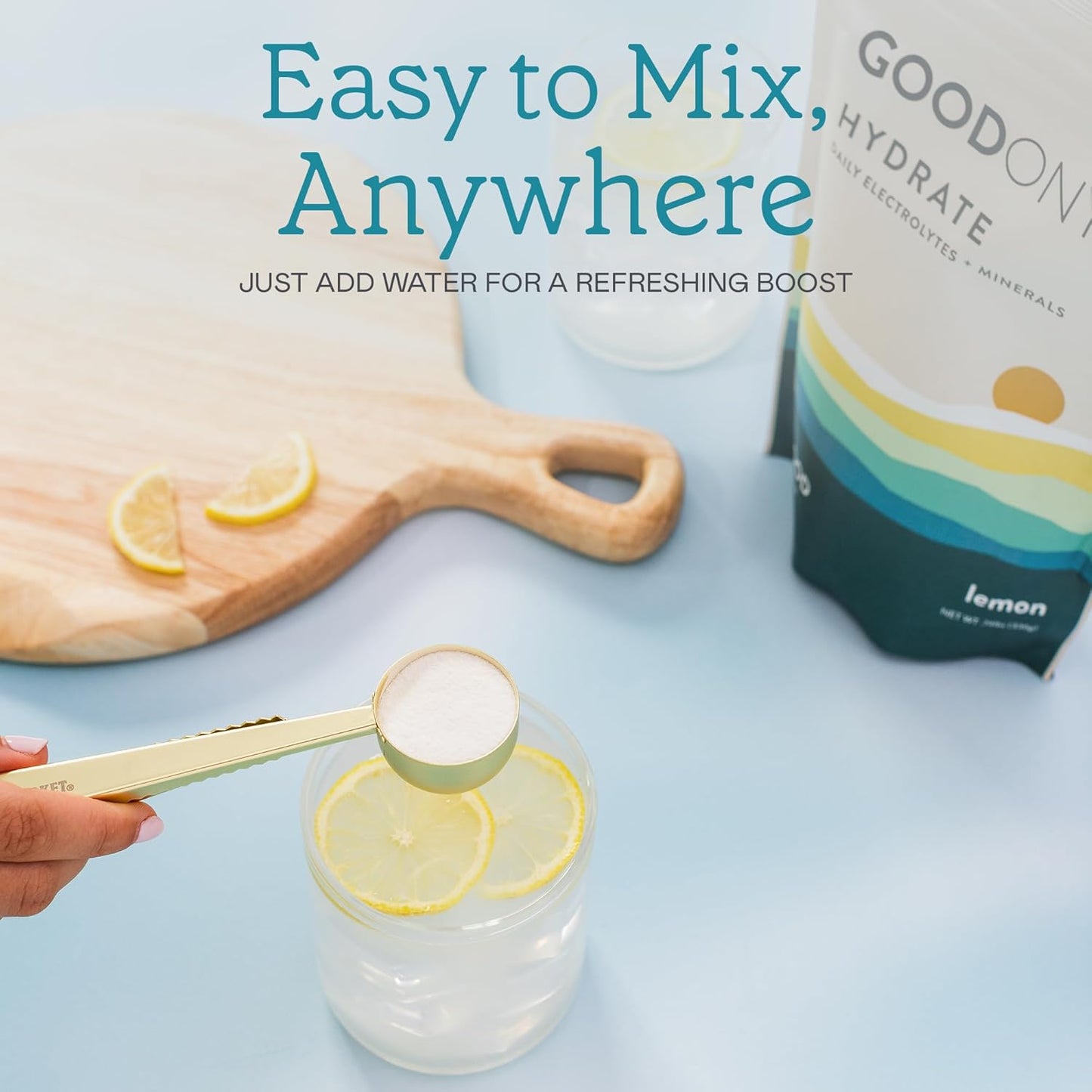 Organic Hydration Electrolyte Powder with Lemon & Coconut Water - 1g Sugar, USDA Organic & Plant-Based - 42 Servings