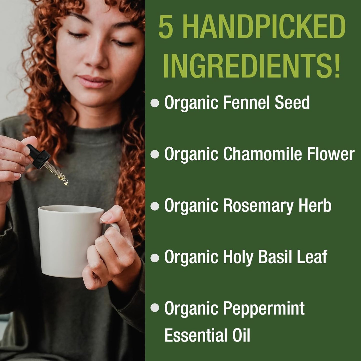 Organic IBS Relief Liquid Drops with 5 Organic Ingredients for Digestive Health and Peak Performance